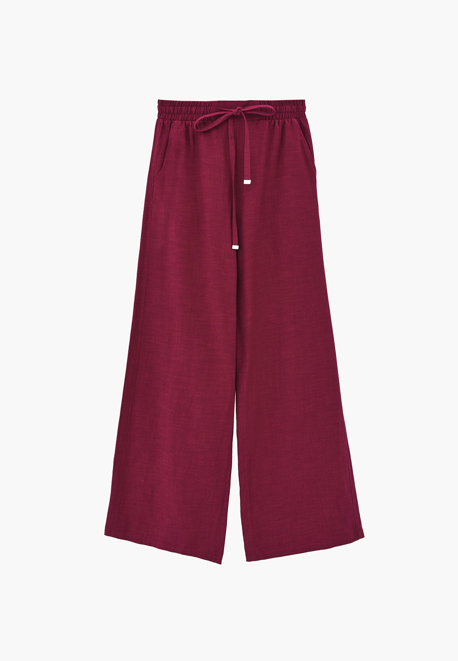 Wide Leg Pants With Elastic Waist - PURPLE POTION