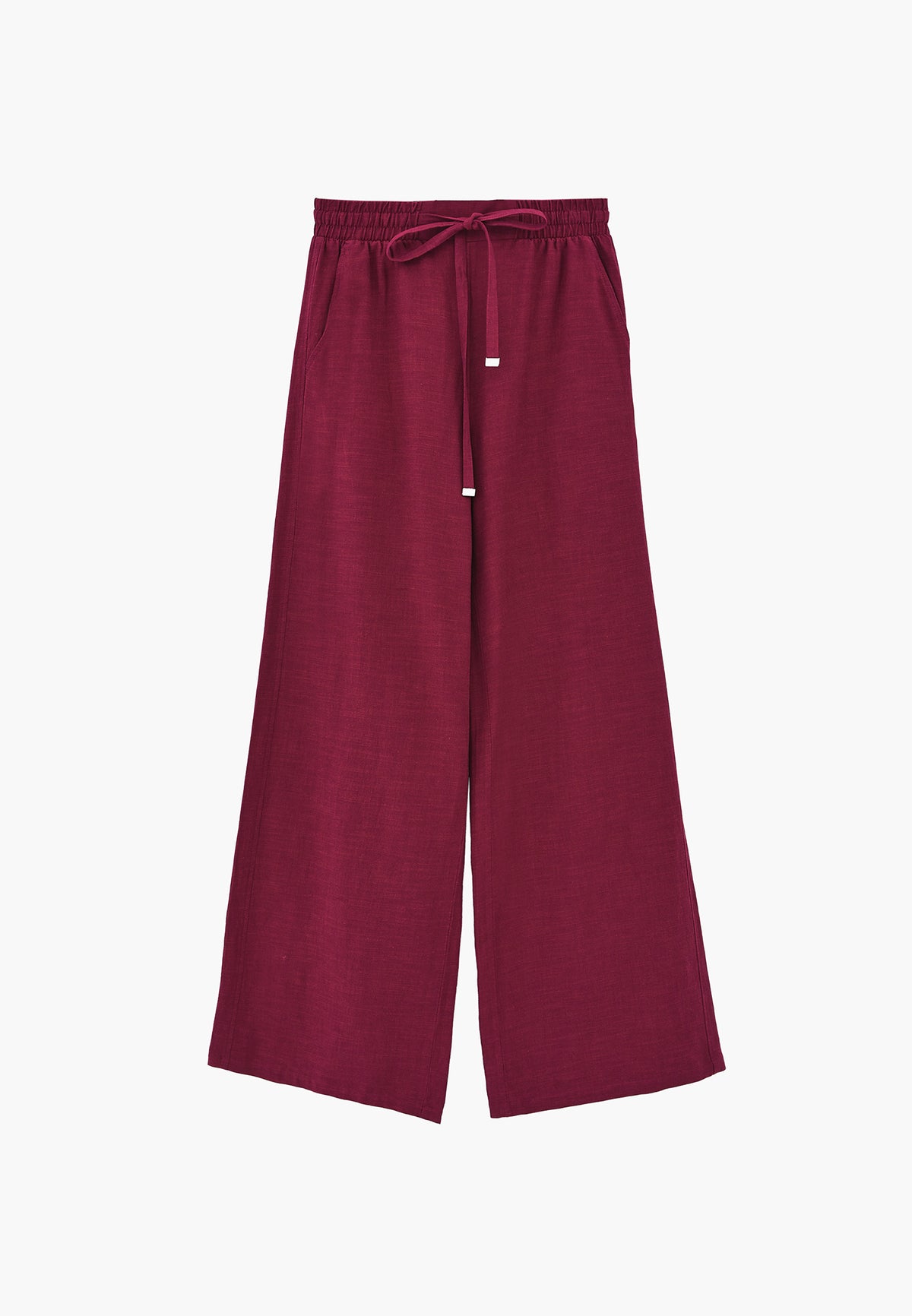 Wide Leg Pants With Elastic Waist - Purple