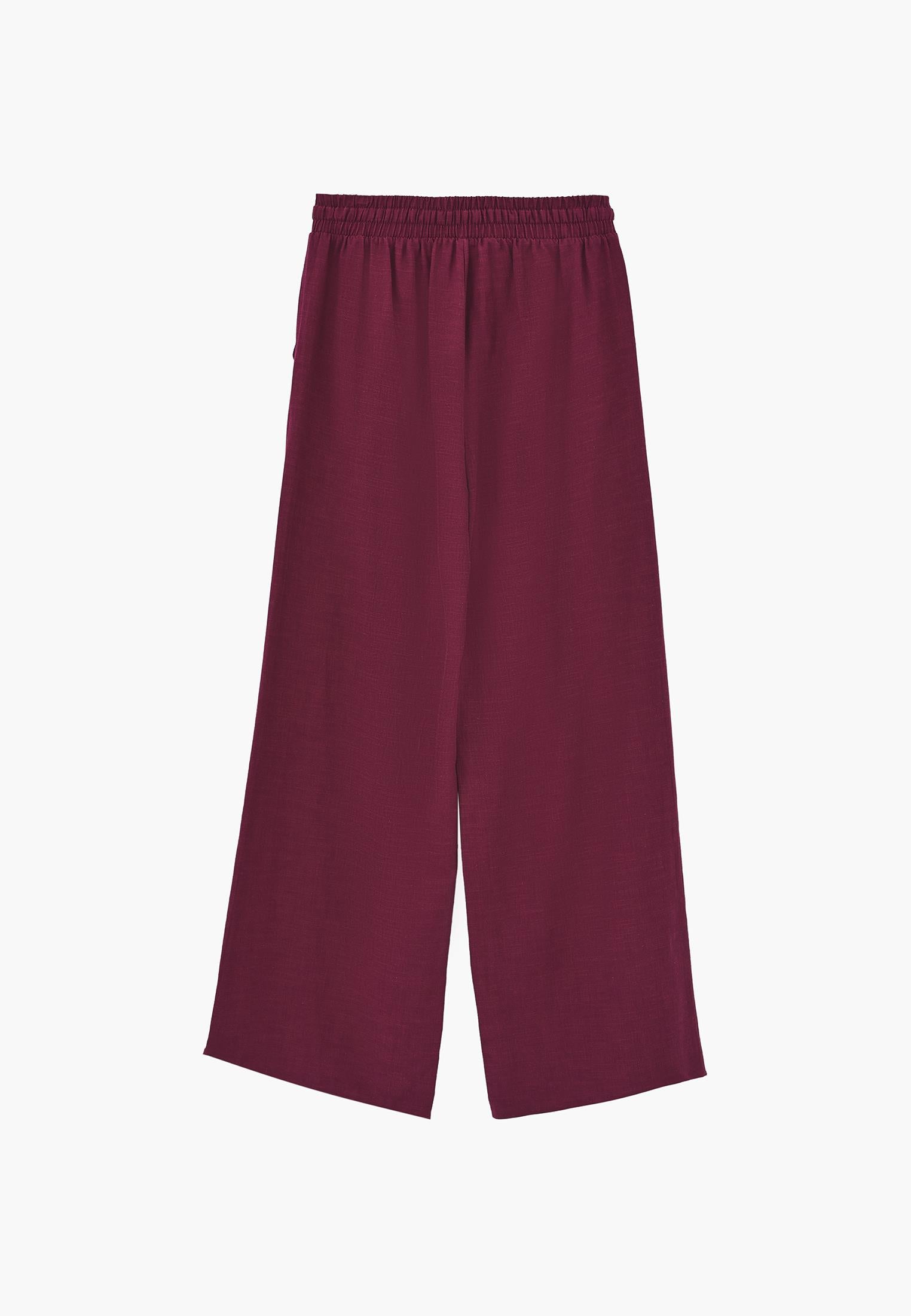 Wide Leg Pants With Elastic Waist - PURPLE POTION