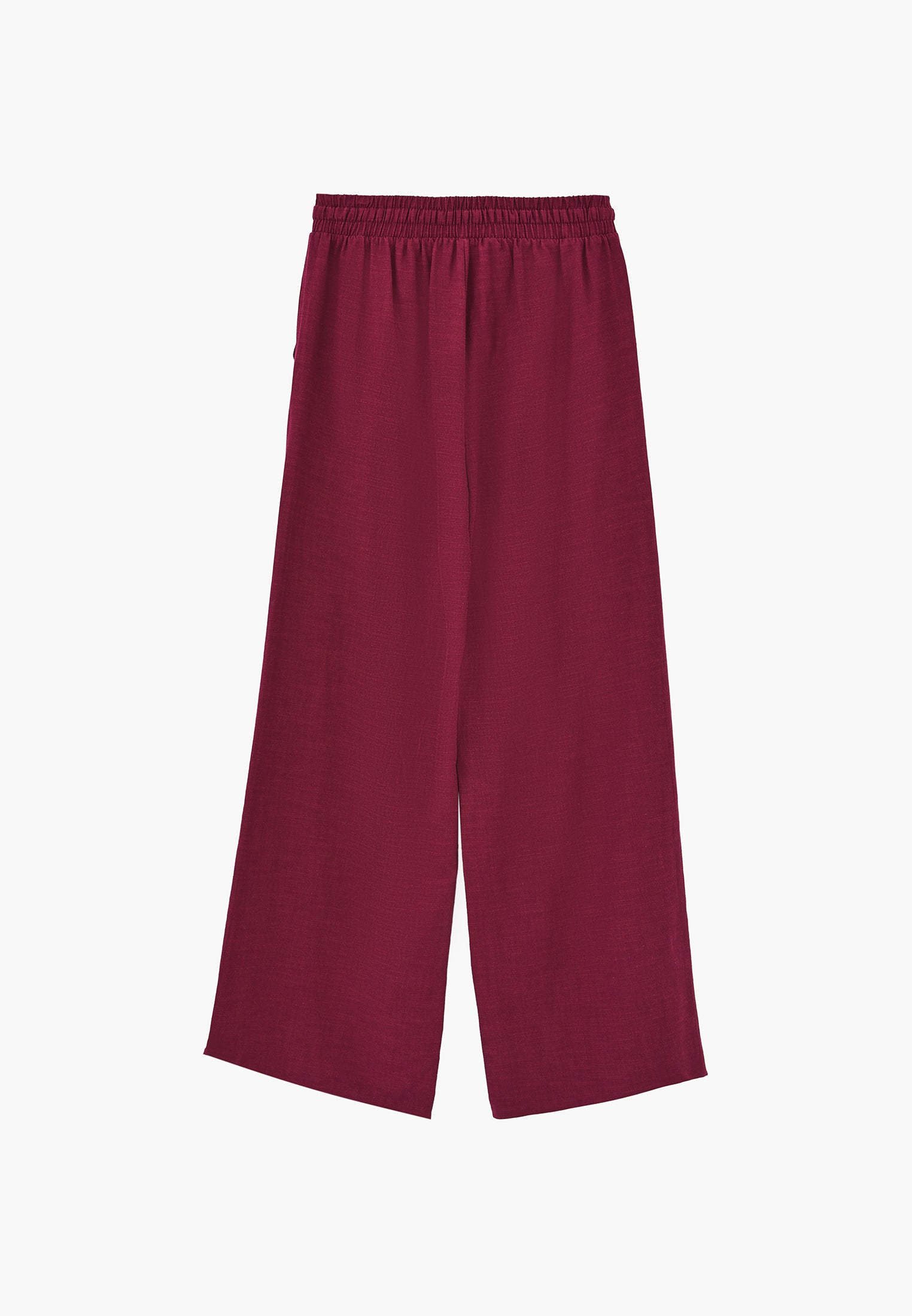 Wide Leg Pants With Elastic Waist - PURPLE POTION