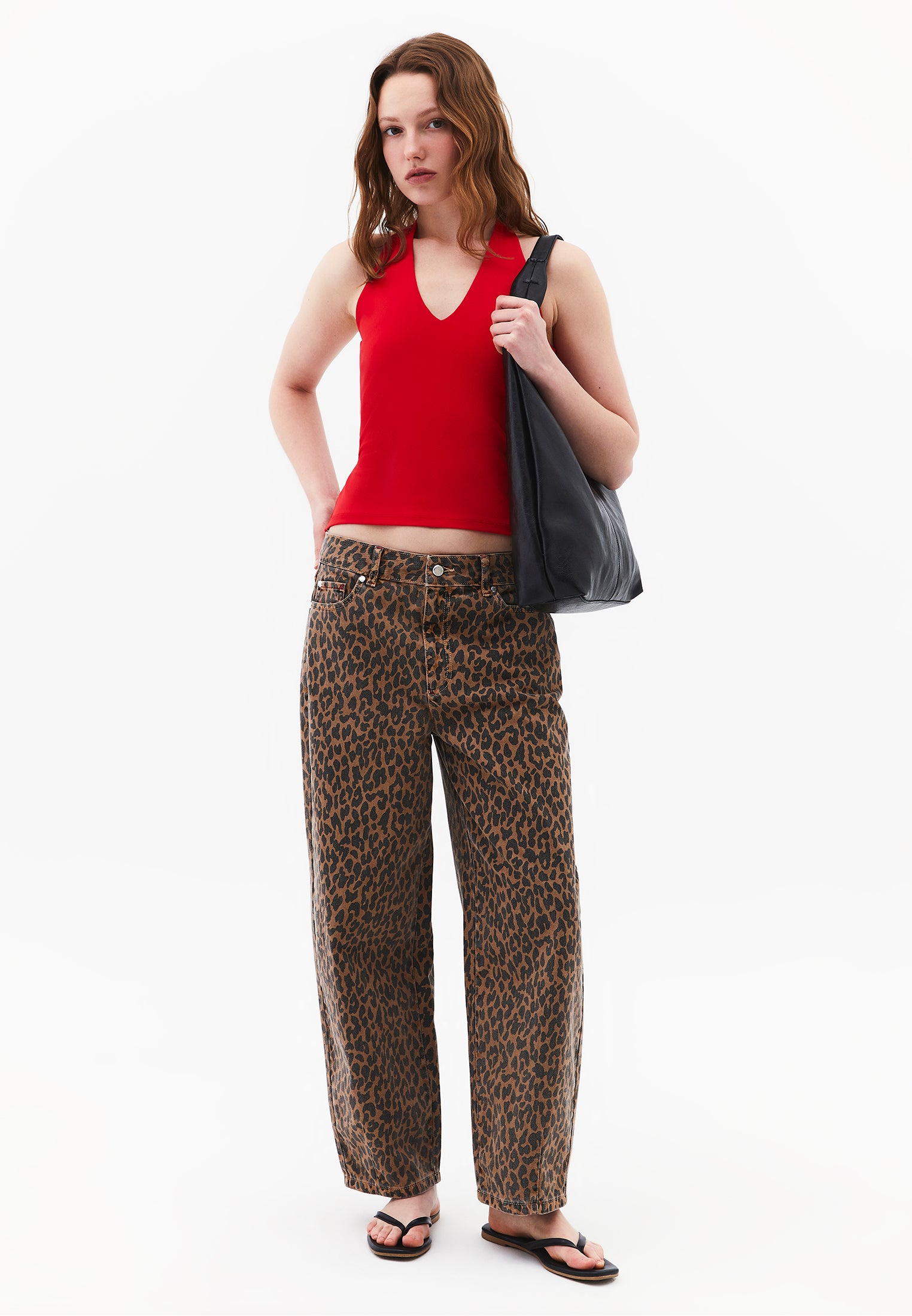 Halter Neck Button Detailed Blouse - RACING RED