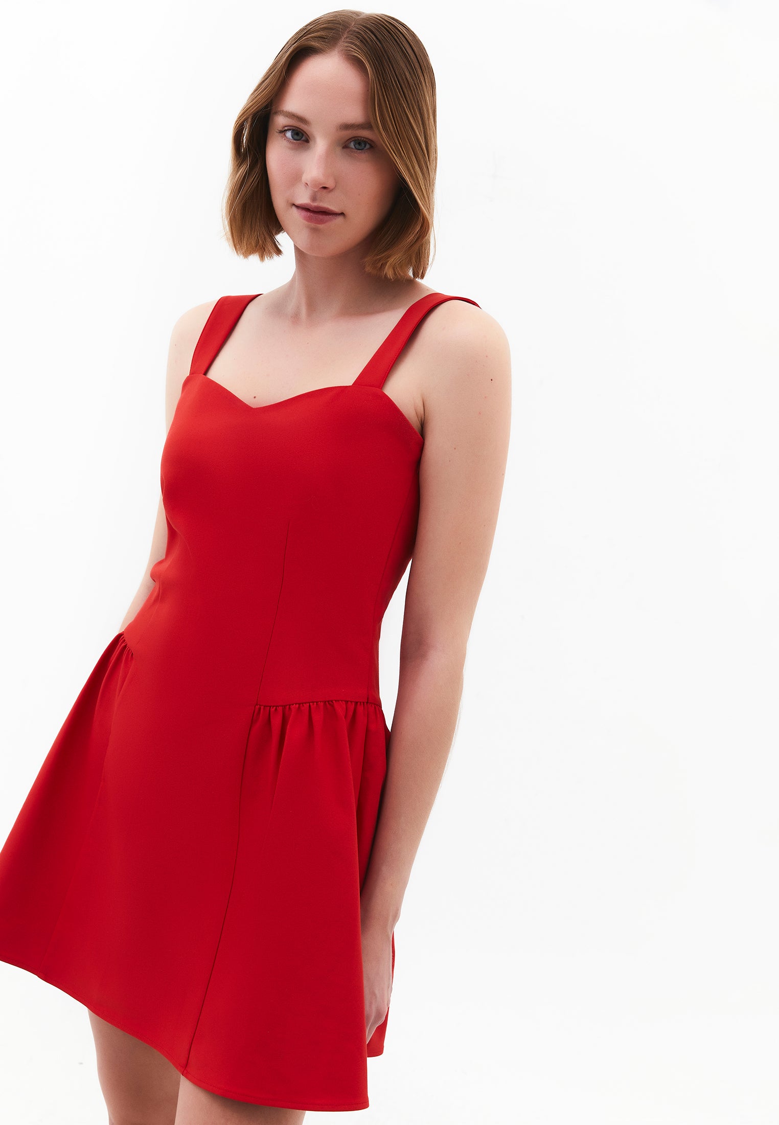 Sleeveless Sweetheart Neckline A-Line Short Dress - RACING RED
