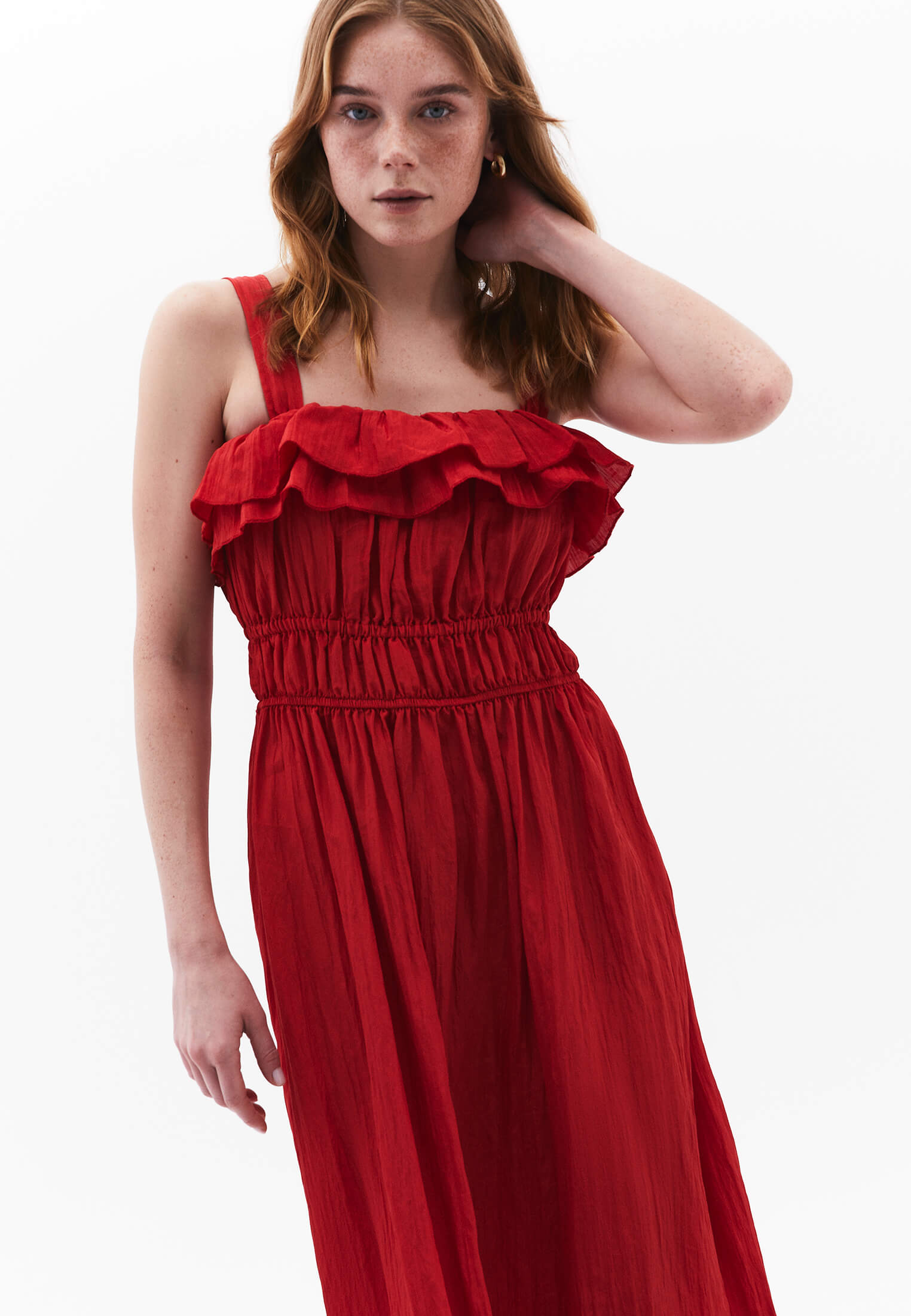 Wrinkled Look Dress - RACING RED