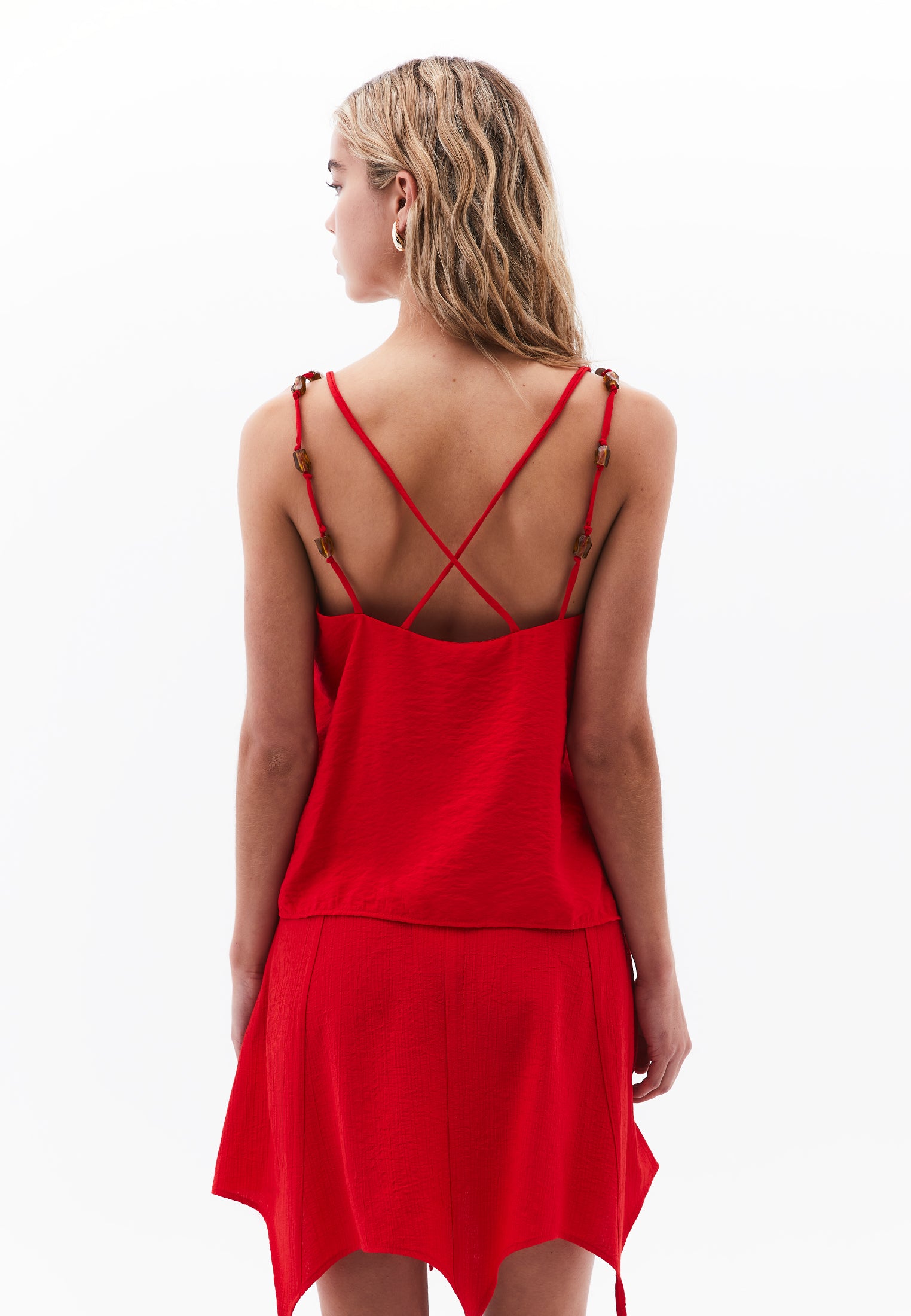 V-Neck Blouse - RACING RED