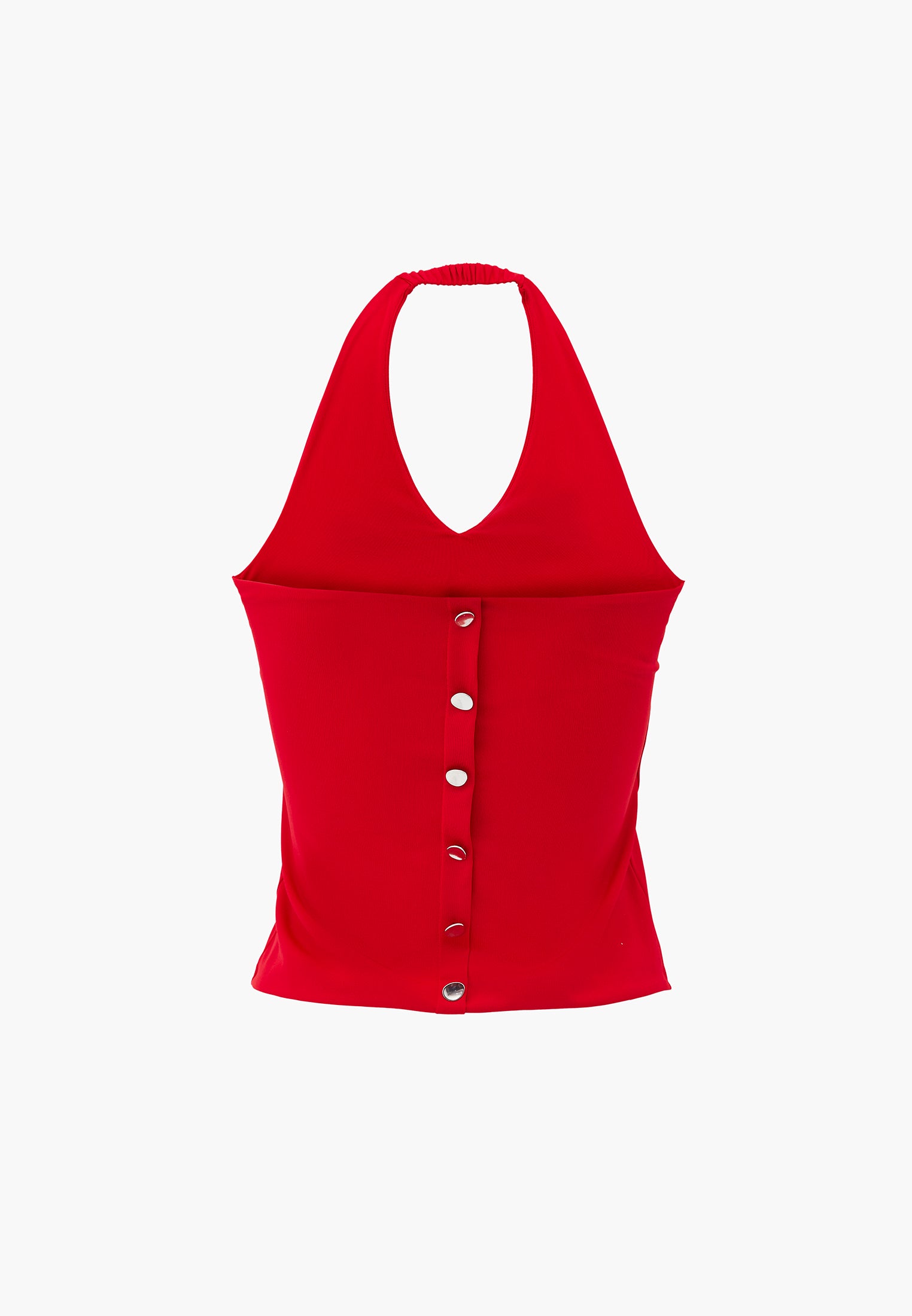 Halter Neck Button Detailed Blouse - RACING RED