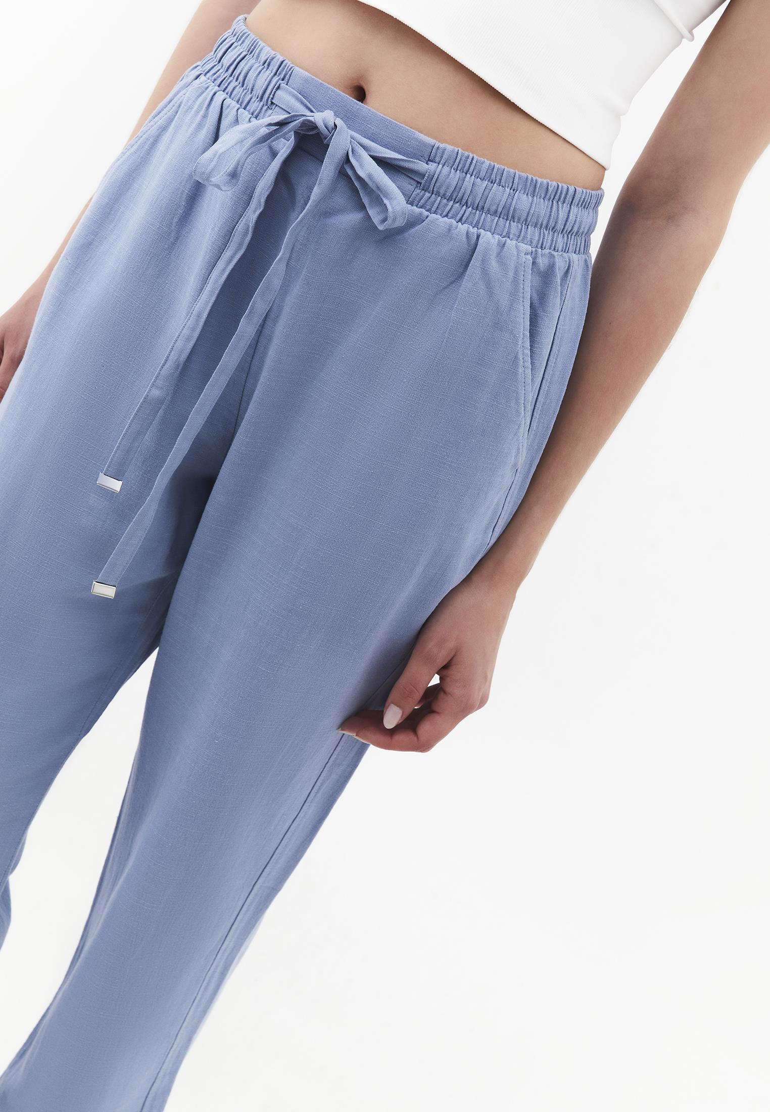 High Waist Carrot Leg Elasticated Pants - RAIN WASHED
