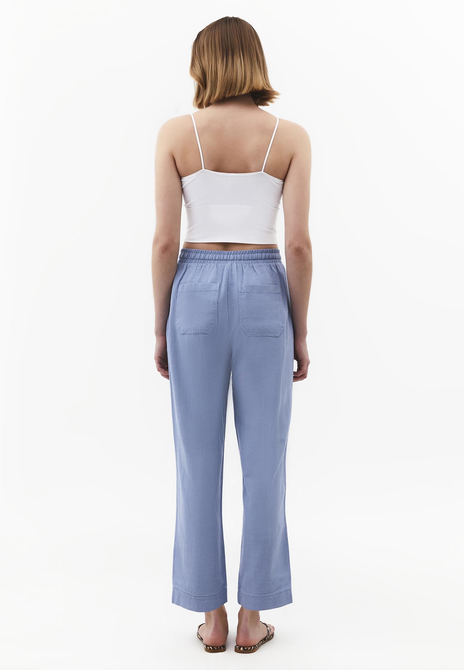 High Waist Carrot Leg Elasticated Pants - RAIN WASHED