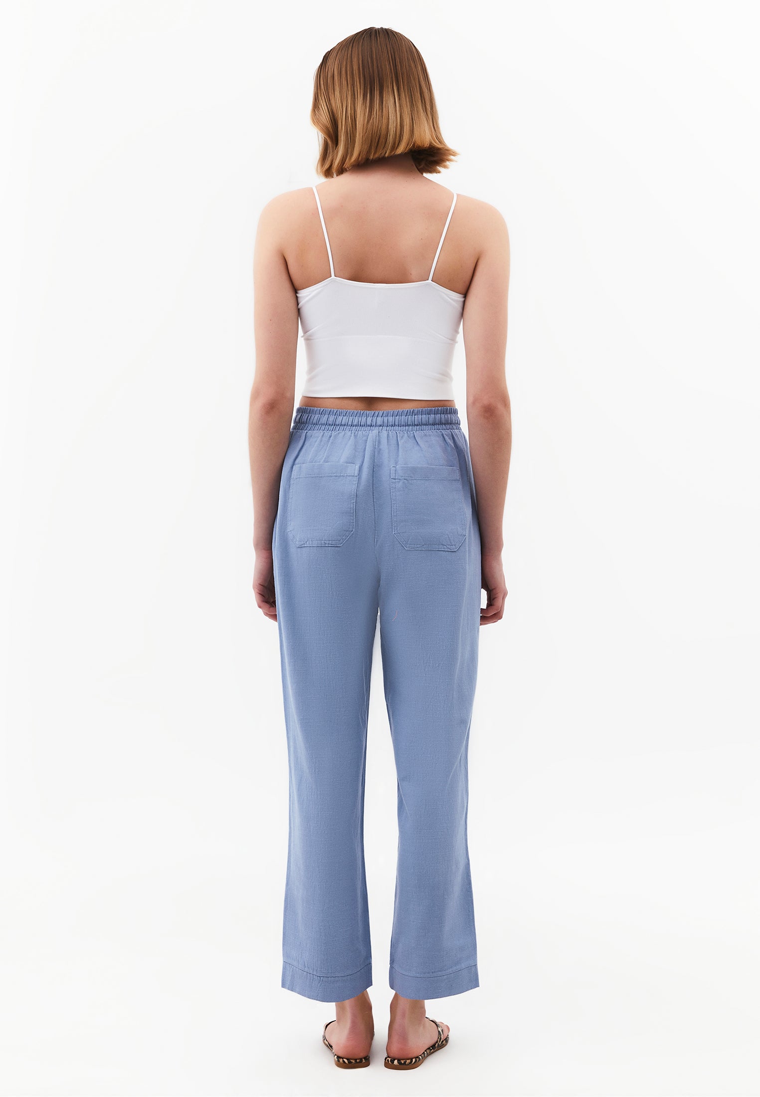 High Waist Carrot Leg Elasticated Pants - RAIN WASHED