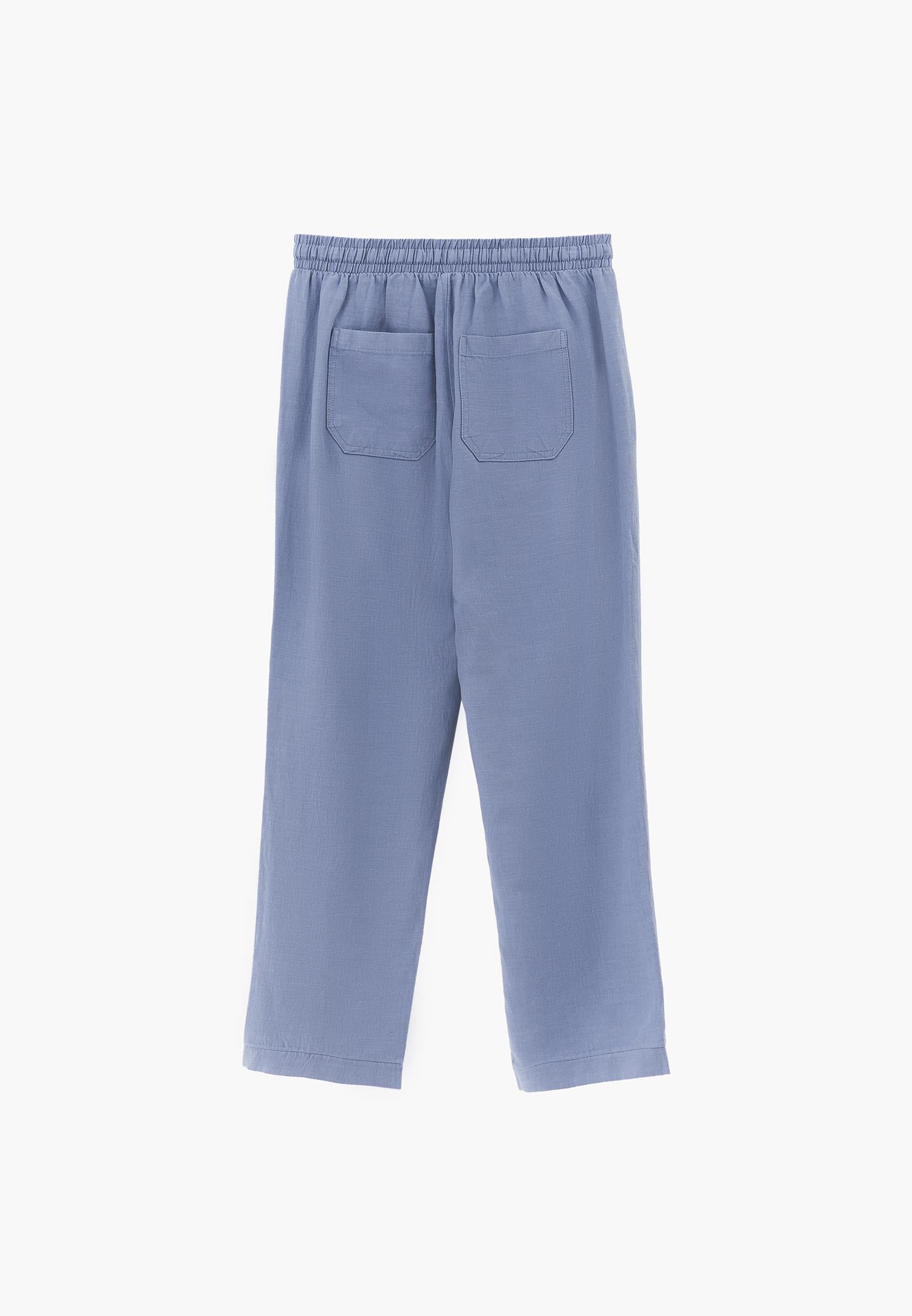 High Waist Carrot Leg Elasticated Pants - RAIN WASHED