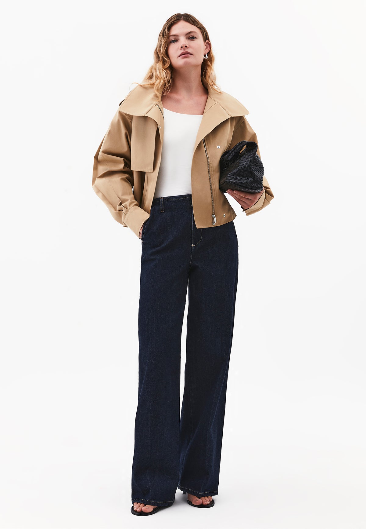 Straight Long High Waist Denim Pants - Blue