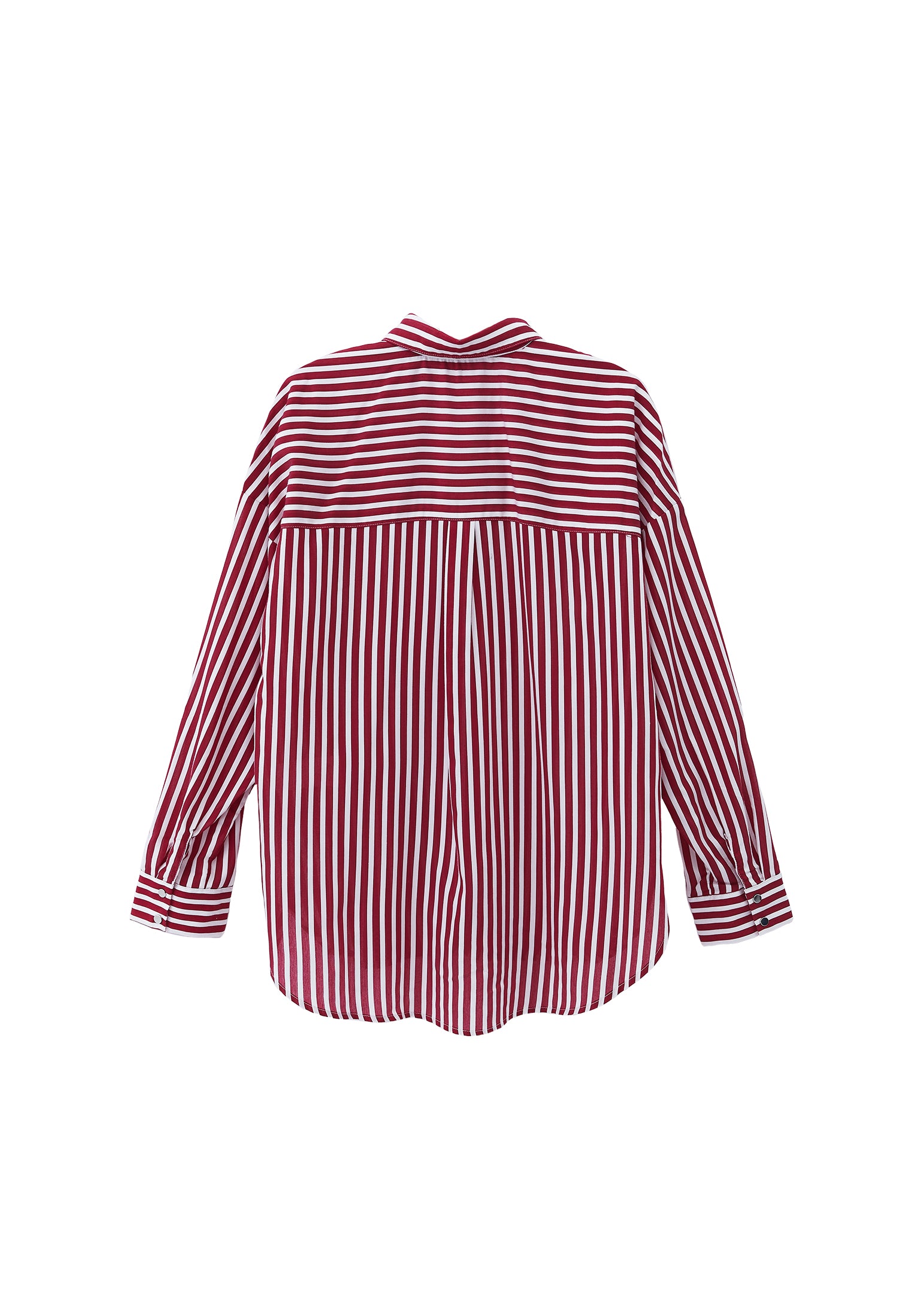 قميص مخطط من الفيسكوز - مخطط أحمر إيقاعي