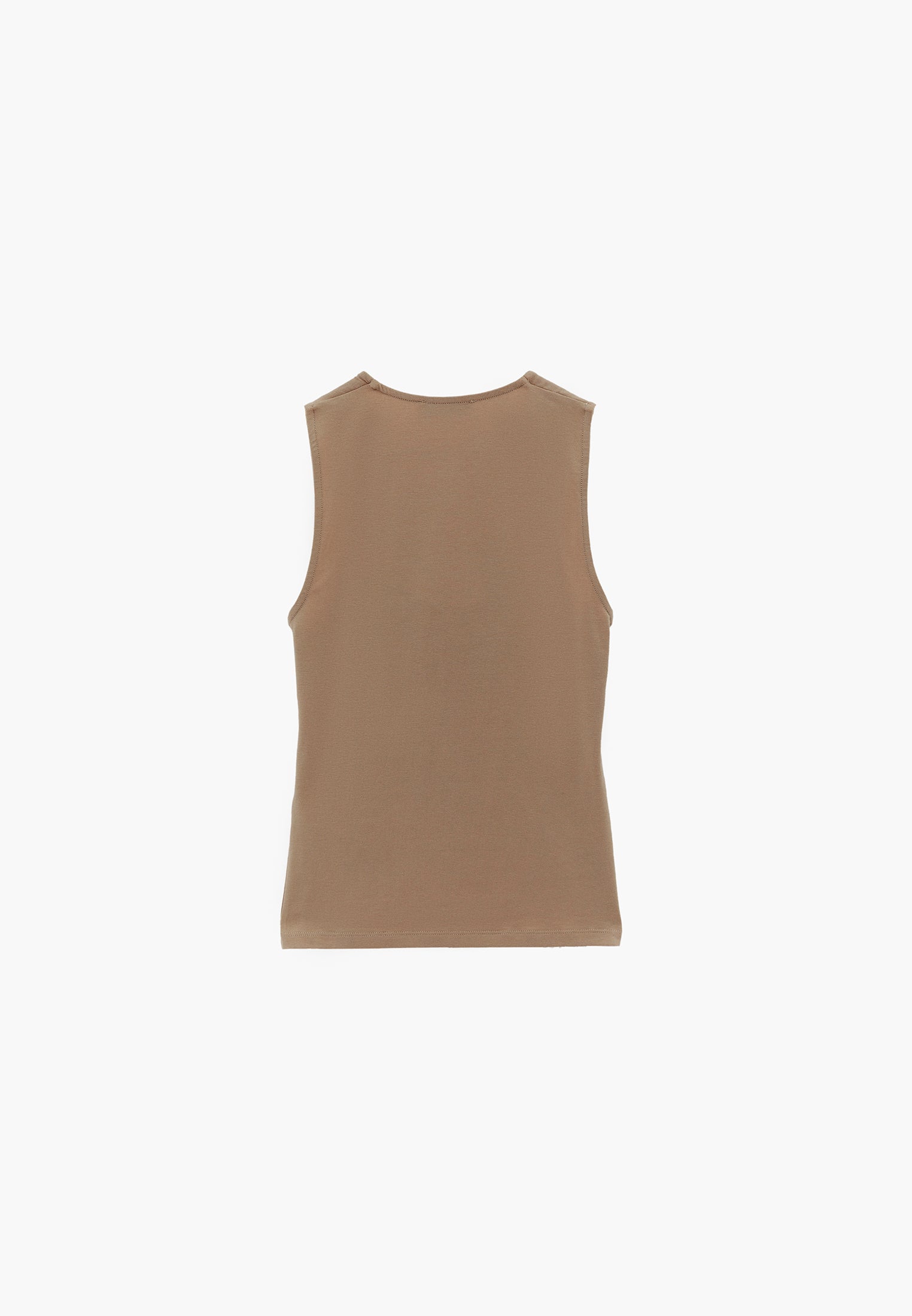 Square Neck Bodycon Standard Tank Top - ROASTED CASHEW