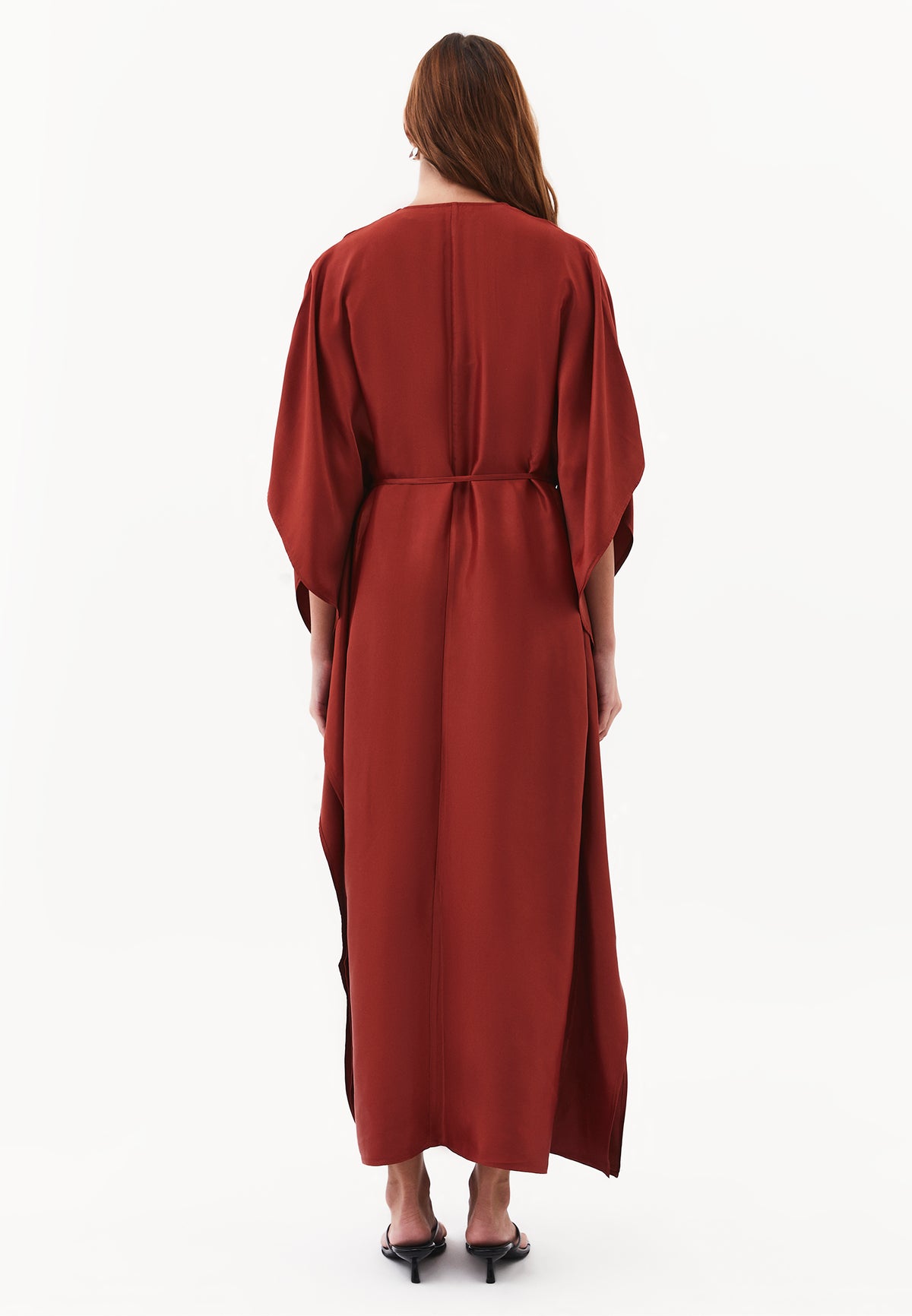 Long Dress with Belt and Buckle - ROASTED RUSSET
