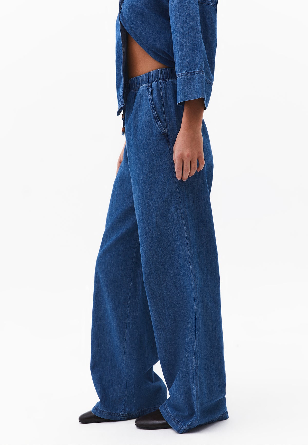 High Waist Wide Leg Denim Pants - RODEO BLUE DENIM