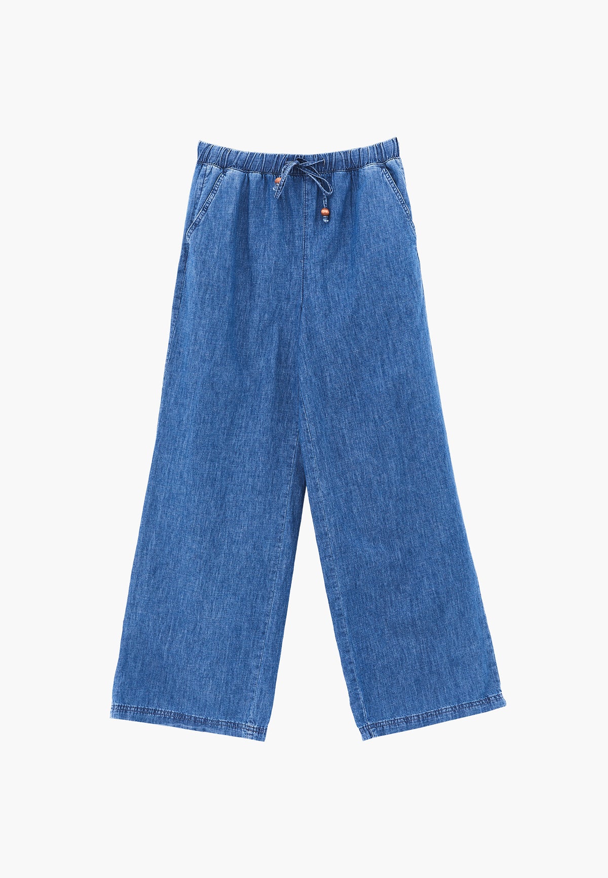 High Waist Wide Leg Denim Pants - RODEO BLUE DENIM