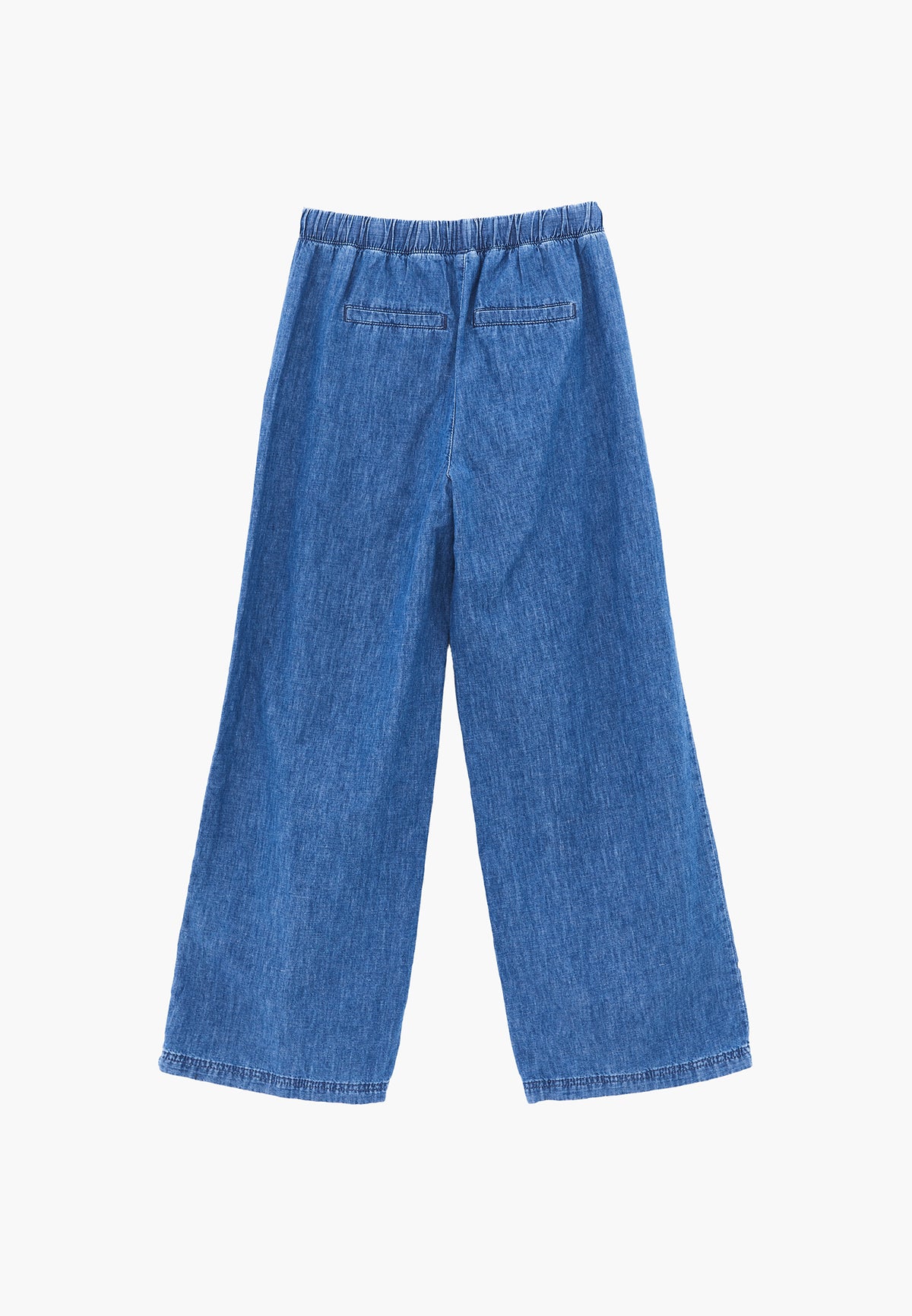 High Waist Wide Leg Denim Pants - RODEO BLUE DENIM