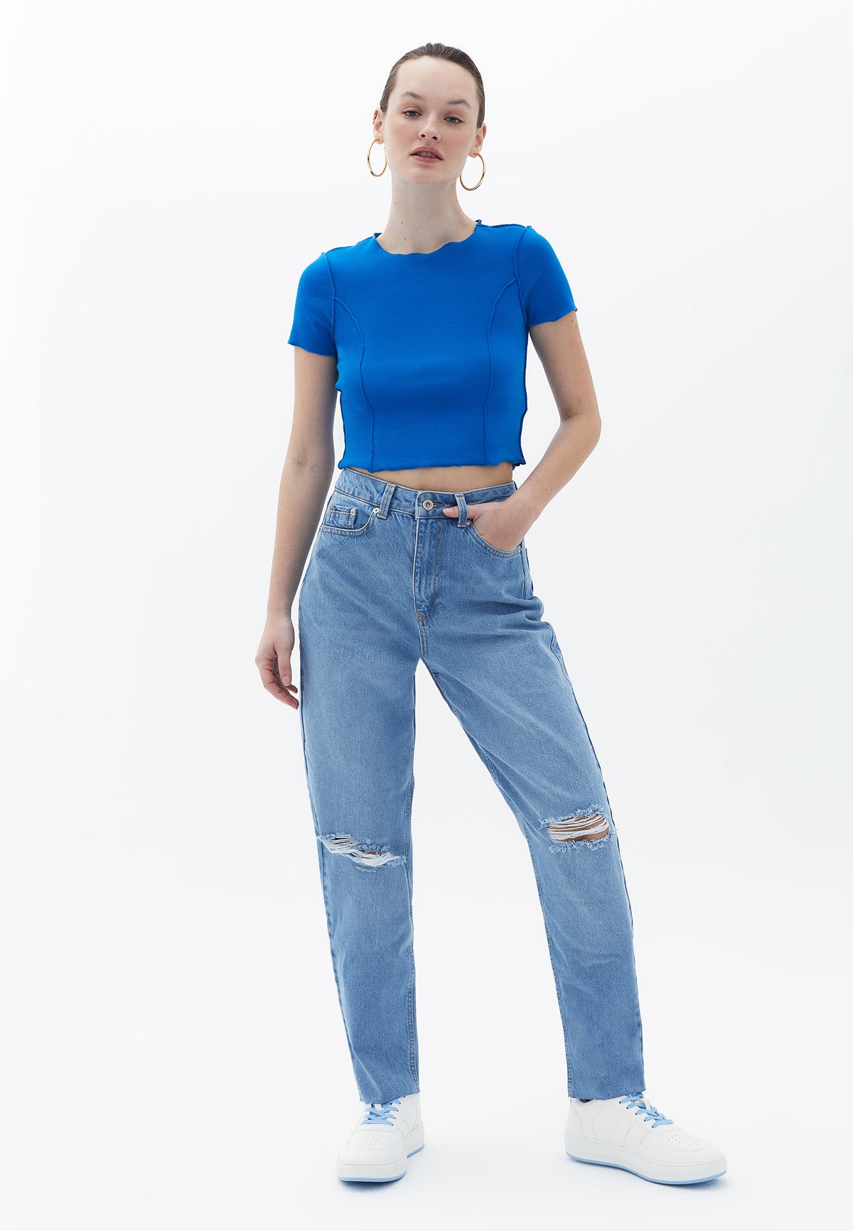 Mom Jeans Pants - Blue
