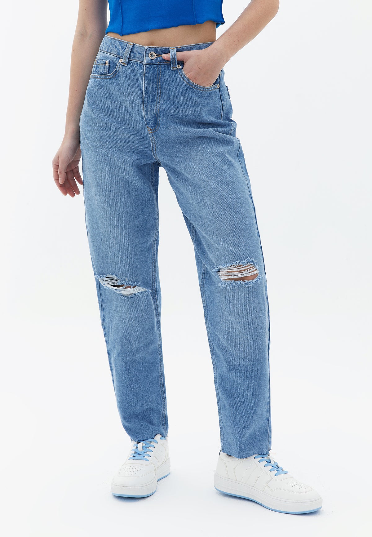 Mom Jeans Pants - Blue