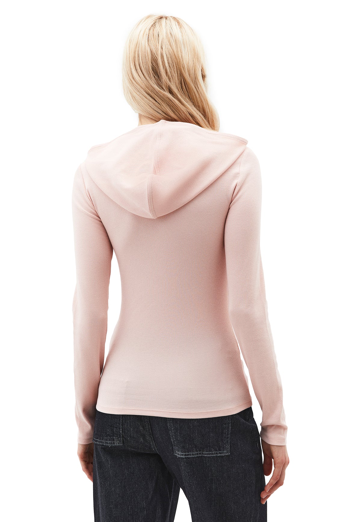 Hooded Turtleneck Blouse - Pink