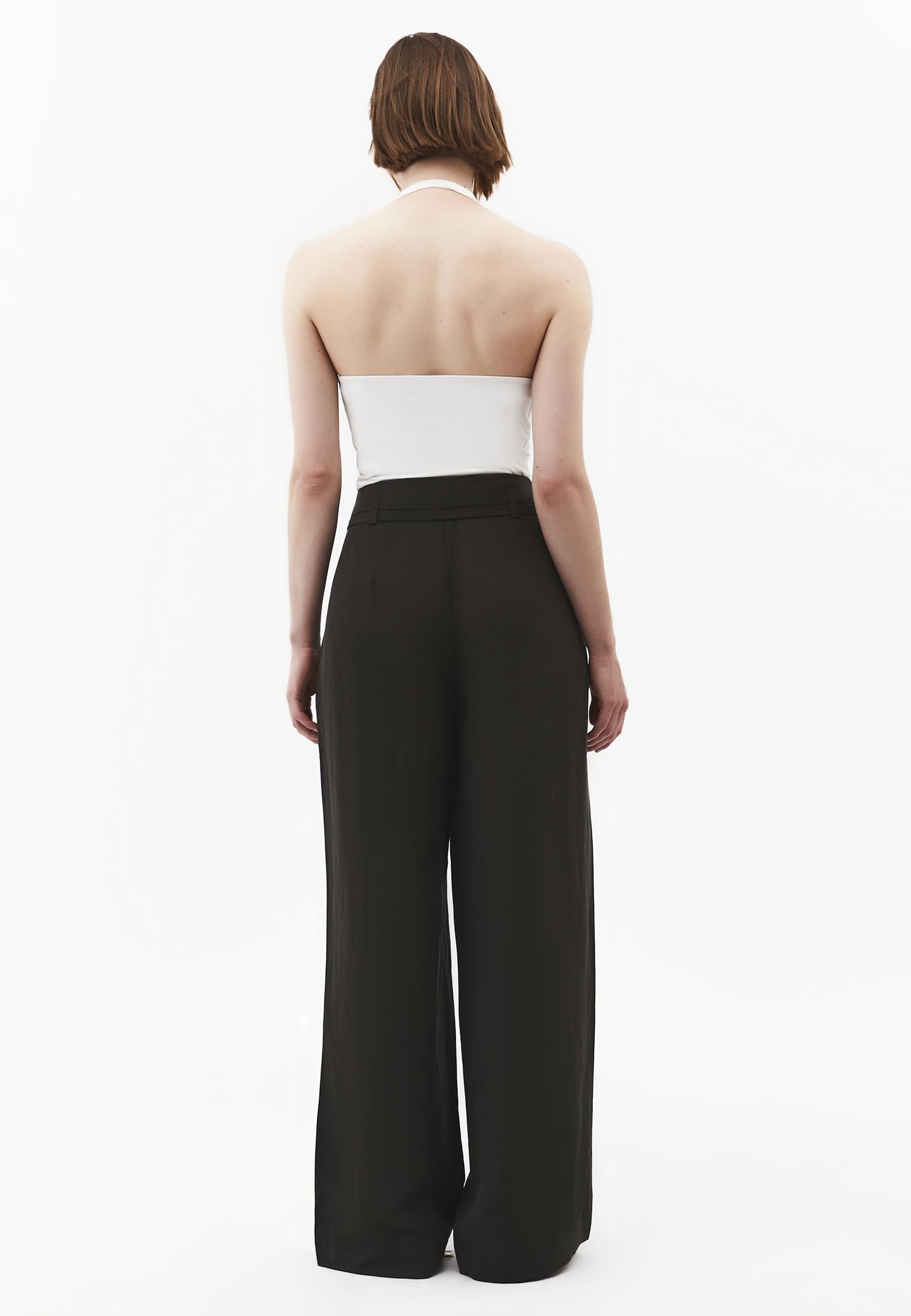 Straight Leg Pants With Belt Detail - ROSIN