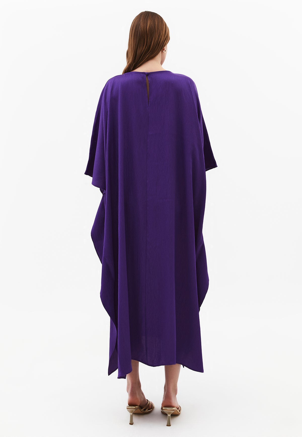 Long Boat Neck Loose Dress - ROYAL PURPLE