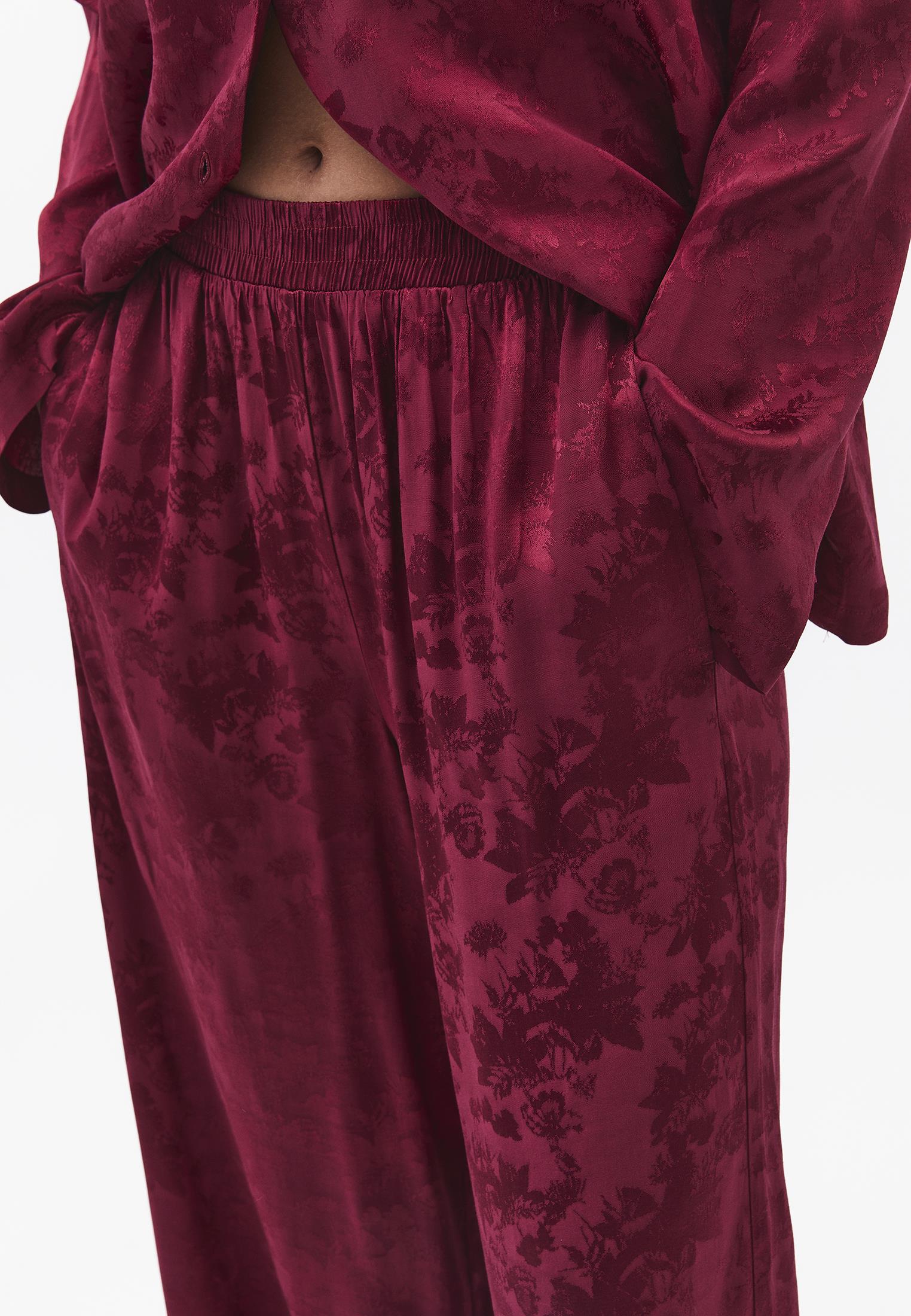 Ultra High Waist Wide Leg Elastic Waist Pants - RUMBA RED