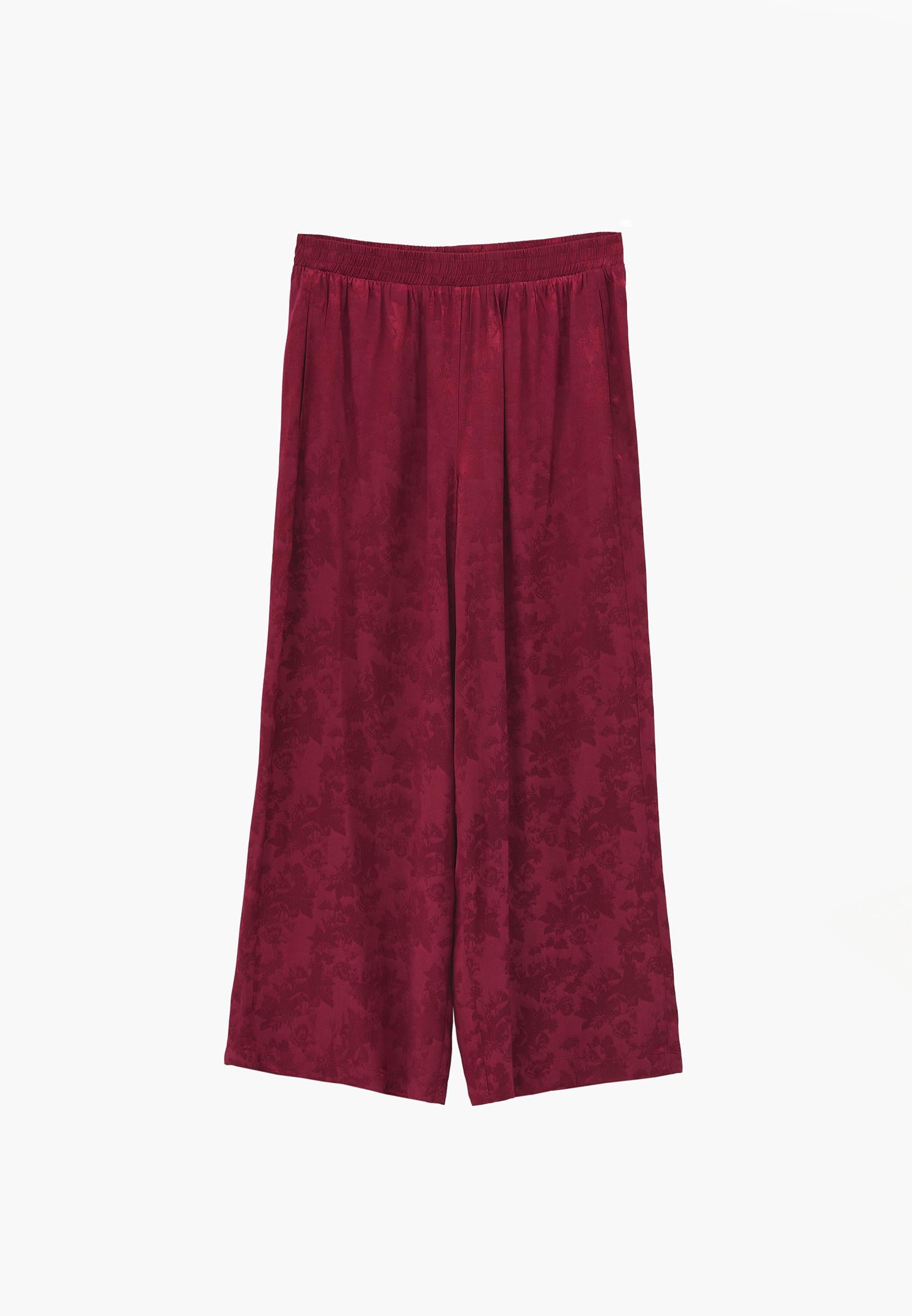 Ultra High Waist Wide Leg Elastic Waist Pants - RUMBA RED