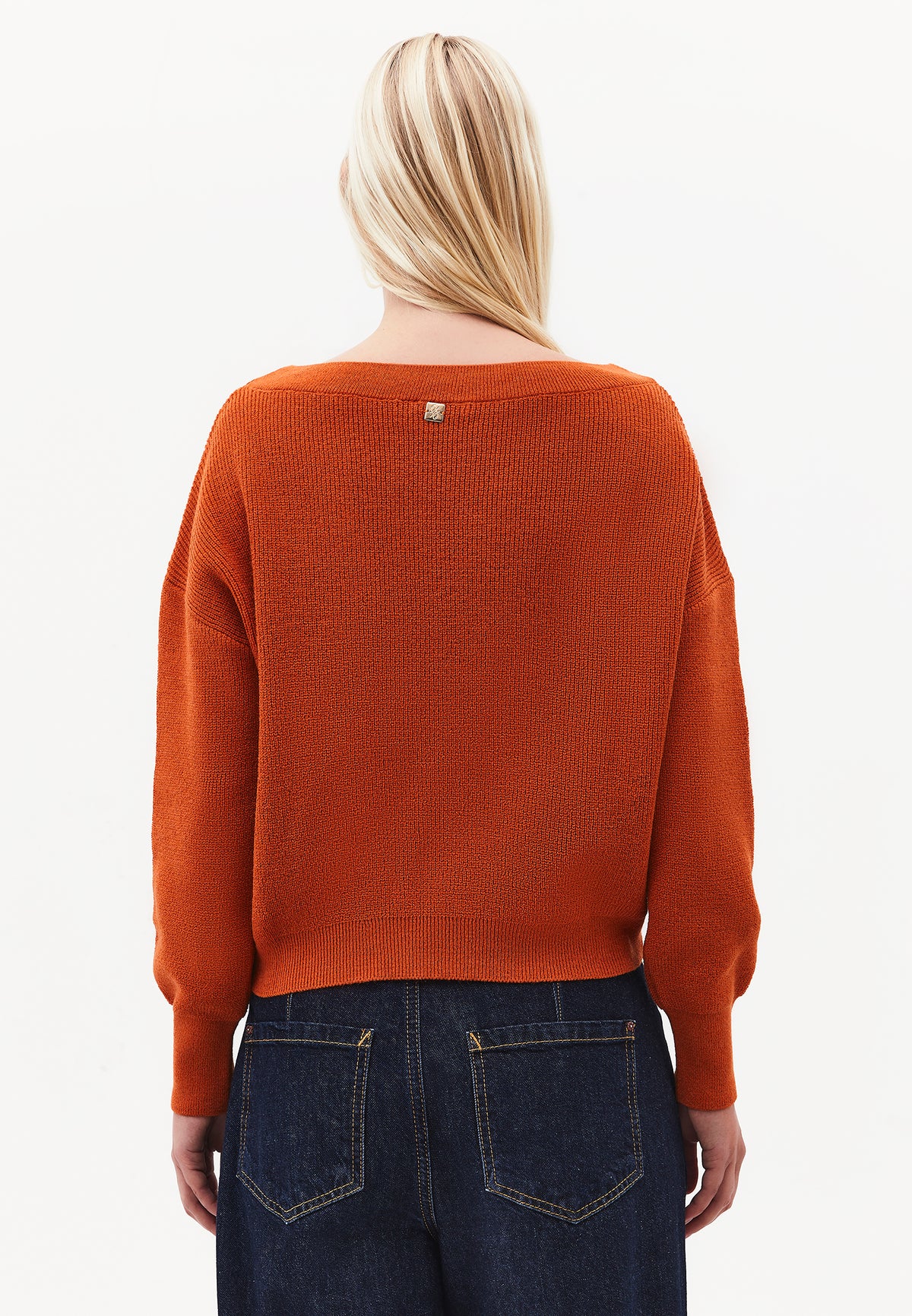 Boat Neck Loose Sweater - RUST