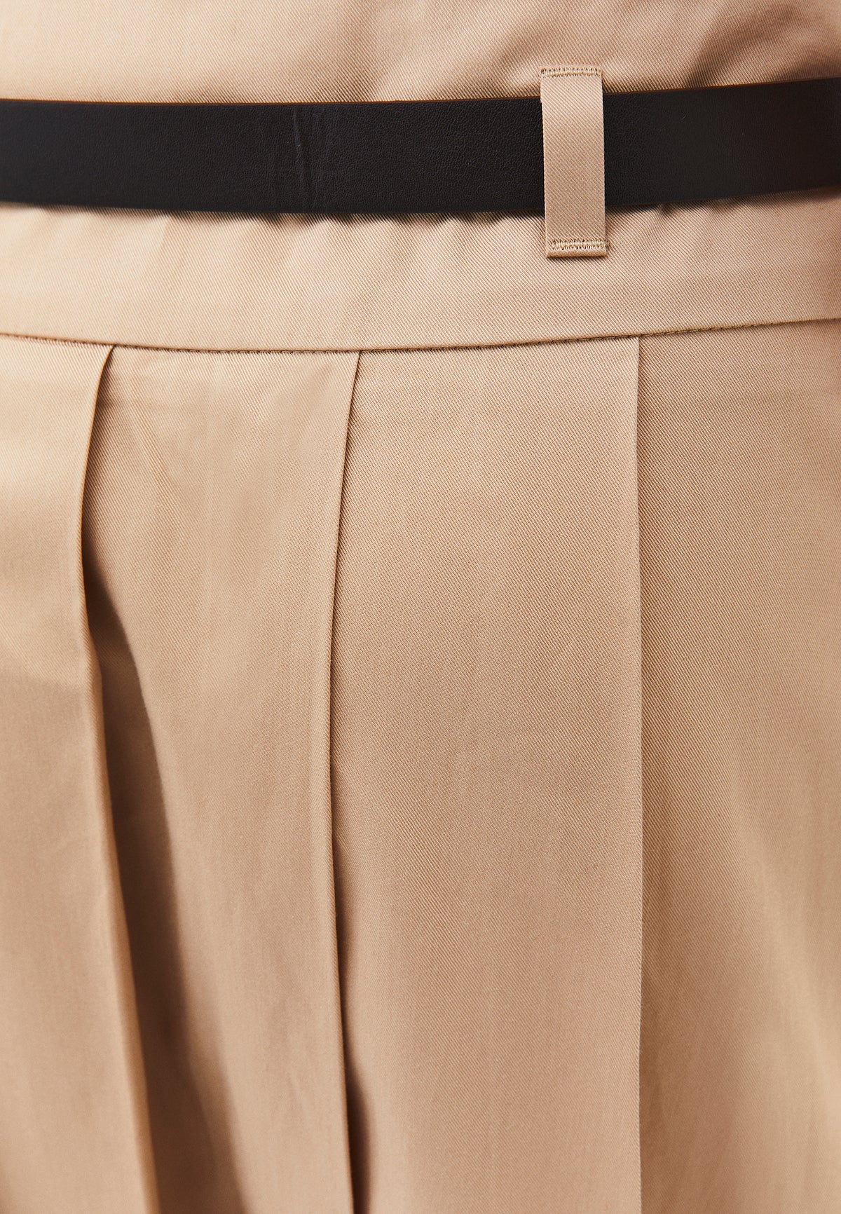 Long Pleated A-Line Skirt With Belt Detail - SAFARI