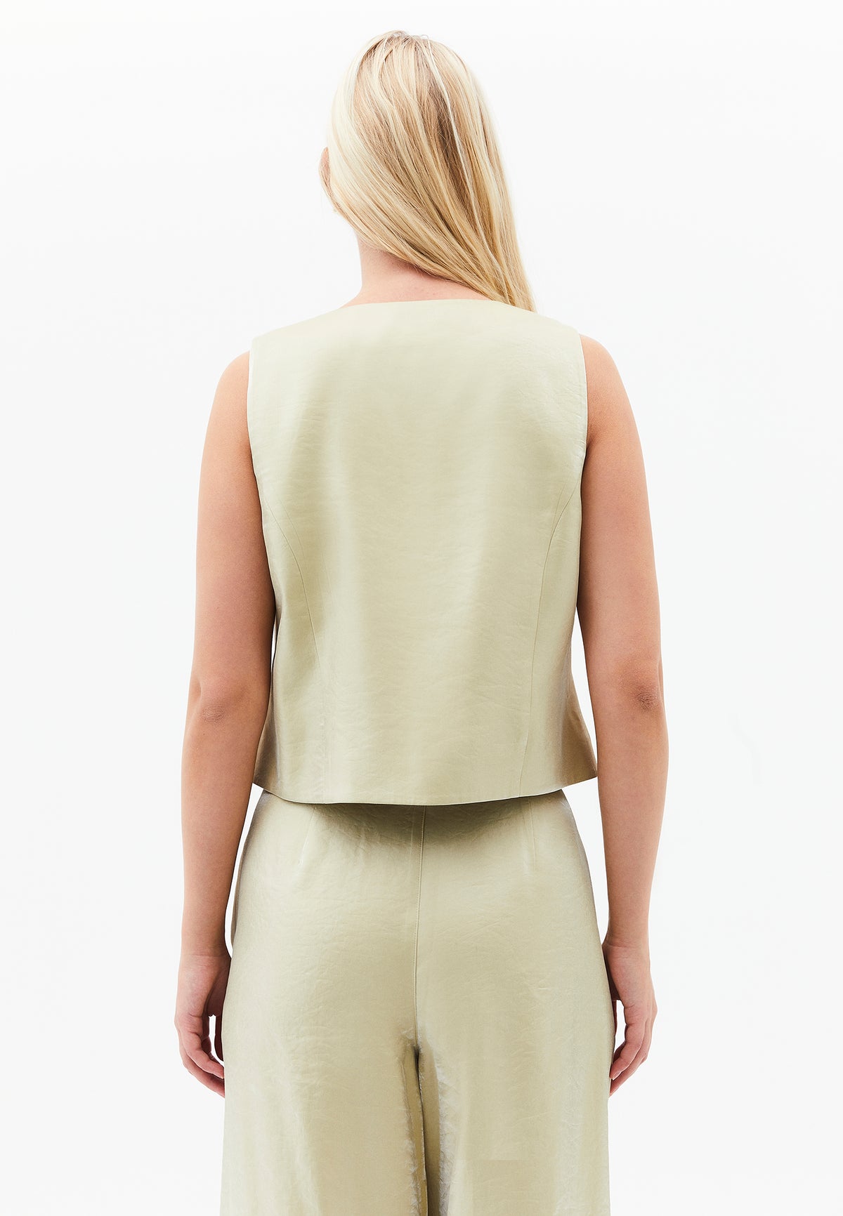 V Neck Loose Fit Vest - Green