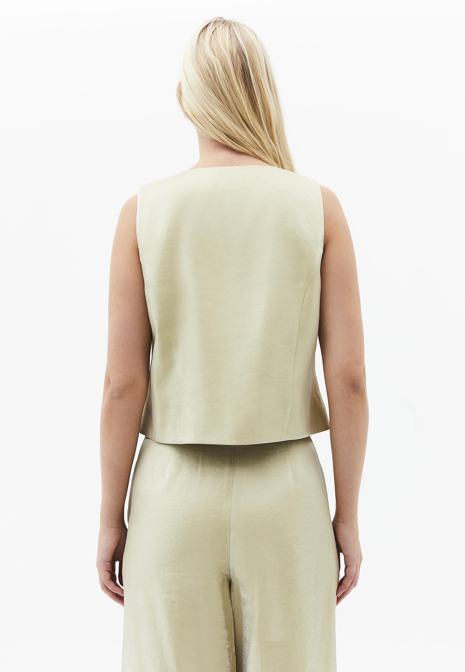 V Neck Loose Fit Vest - SAGE GREEN