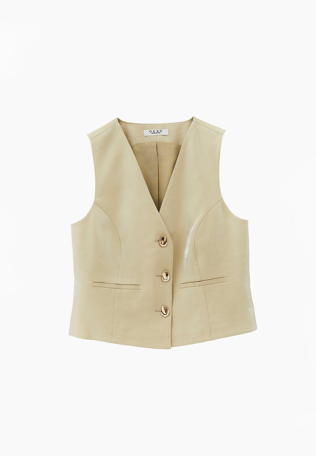 V Neck Loose Fit Vest - Green