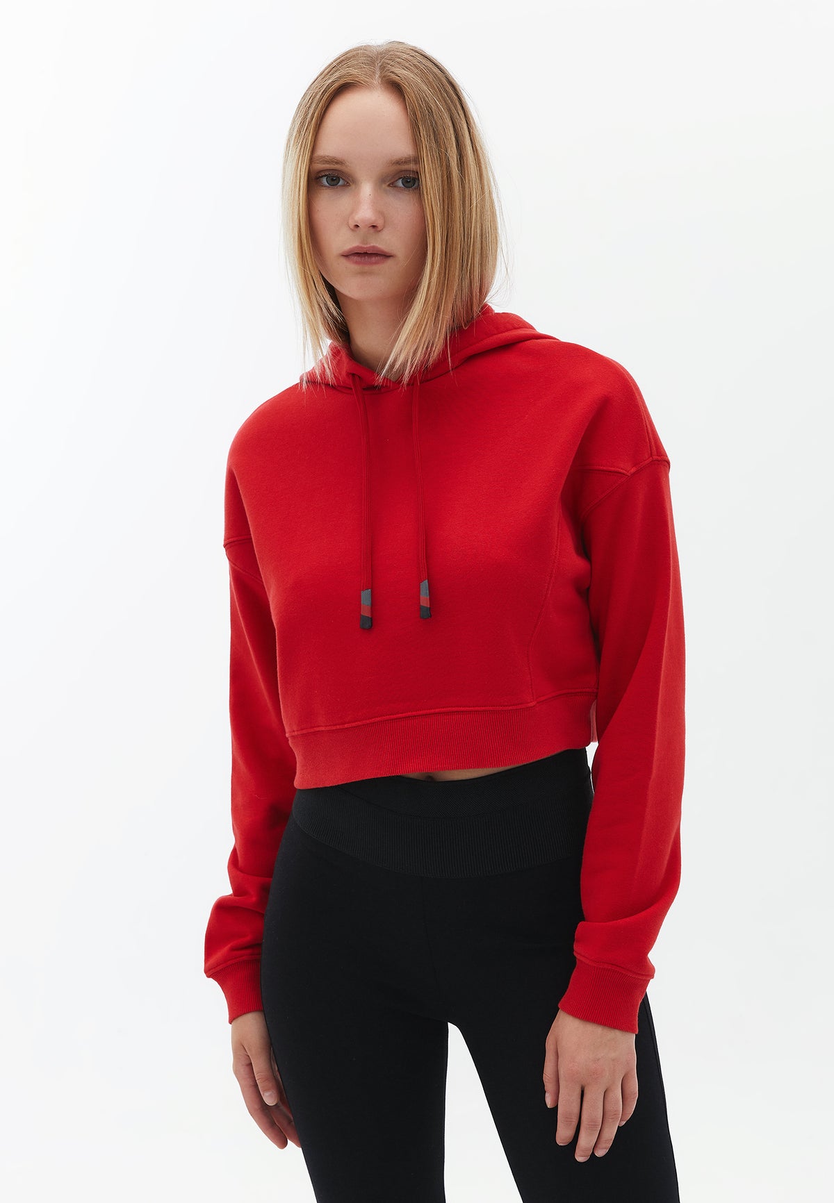 Cut-Out Detailed Crop Sweatshirt - Red