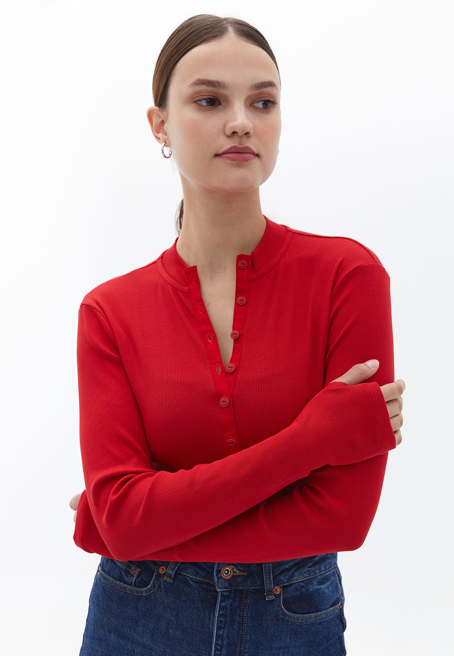 High neck button detailed t-shirt - SALSA