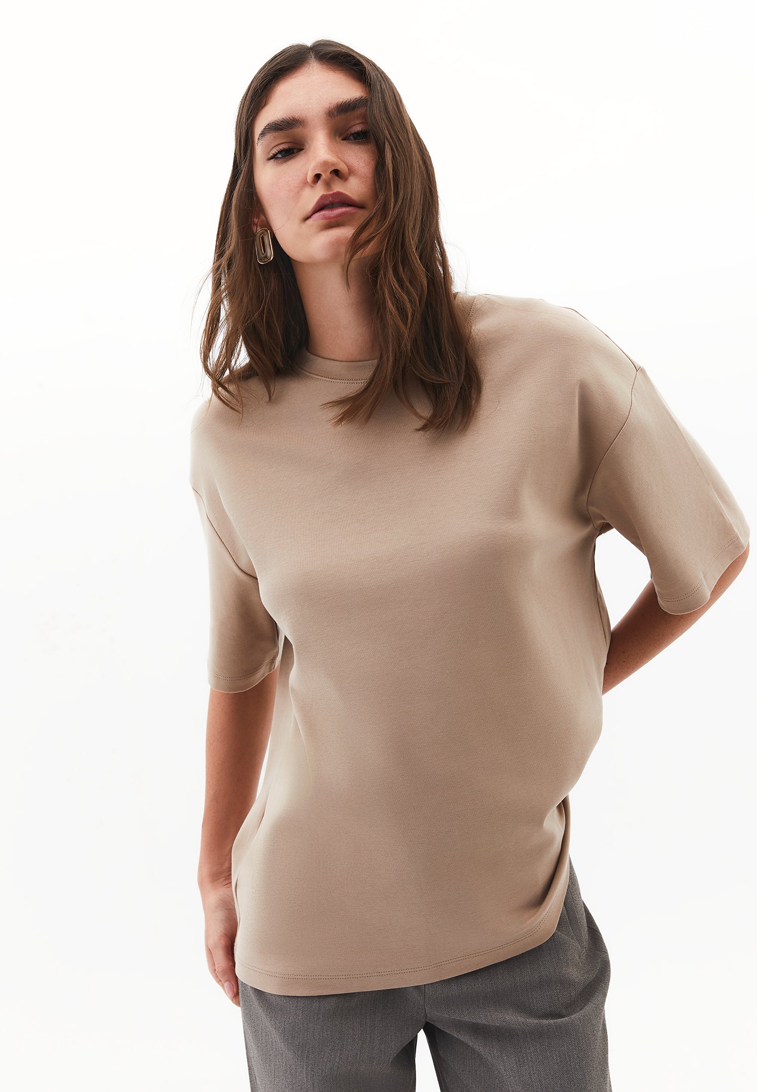 Oversized cotton t-shirt - SAVANNAH TAN
