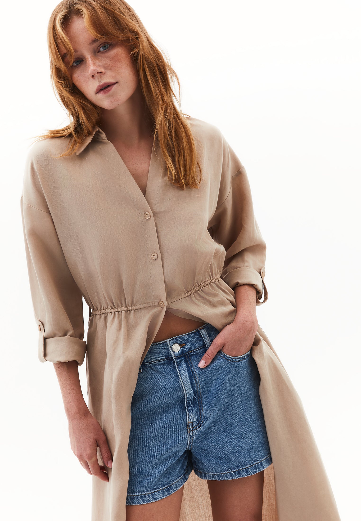 Belted long dress - SAVANNAH TAN