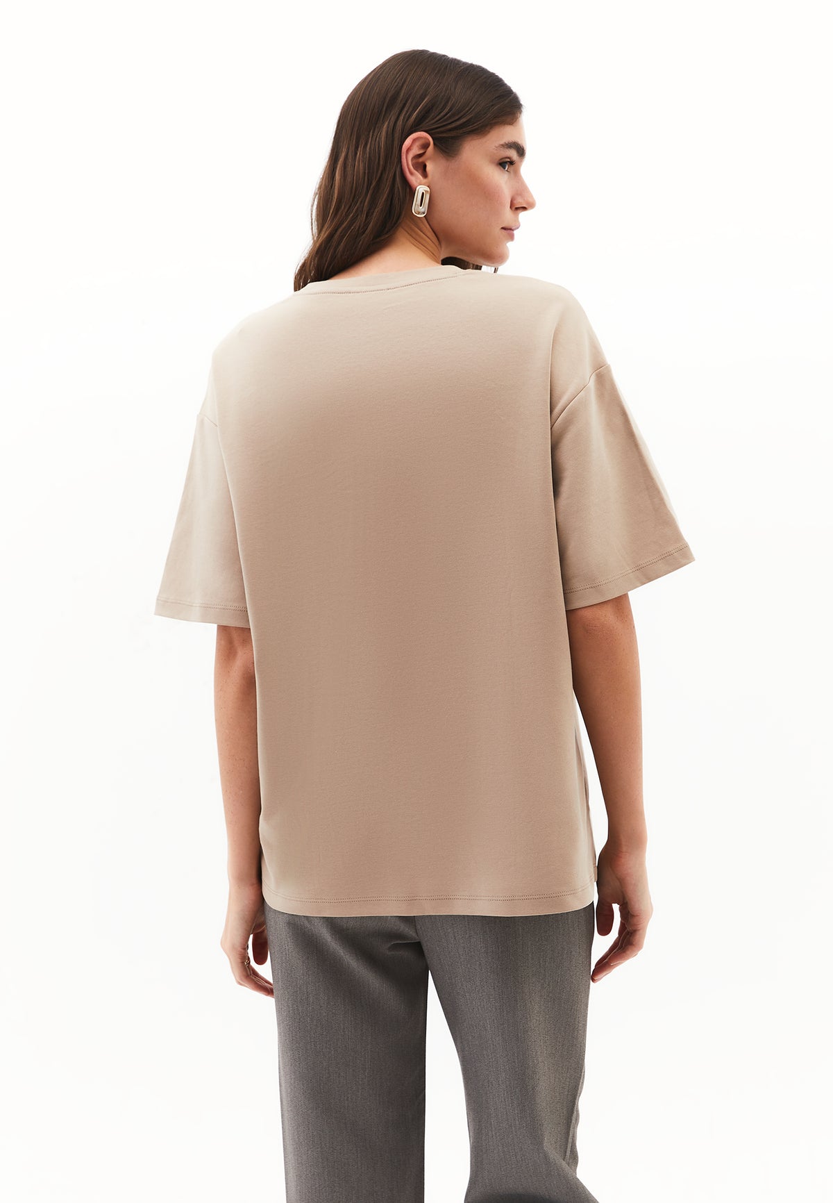Oversize Cotton T-Shirt - Beige