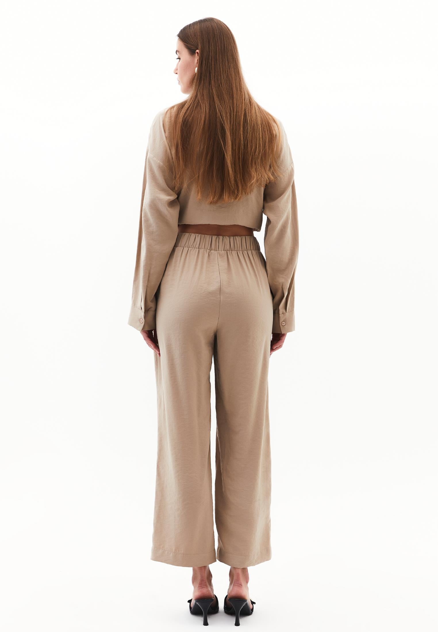 High Waist Elastic Pants - SAVANNAH TAN