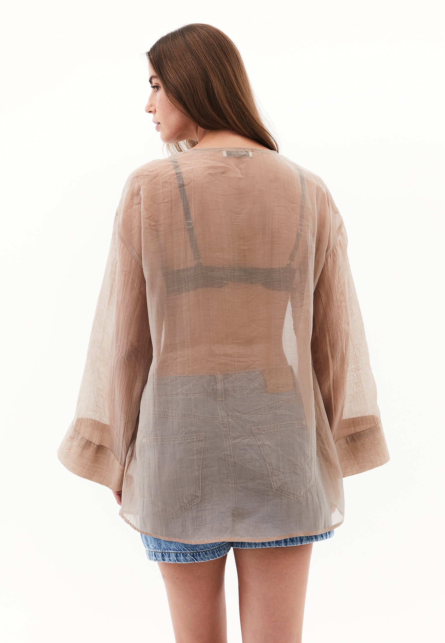 Button detailed tunic blouse - SAVANNAH TAN