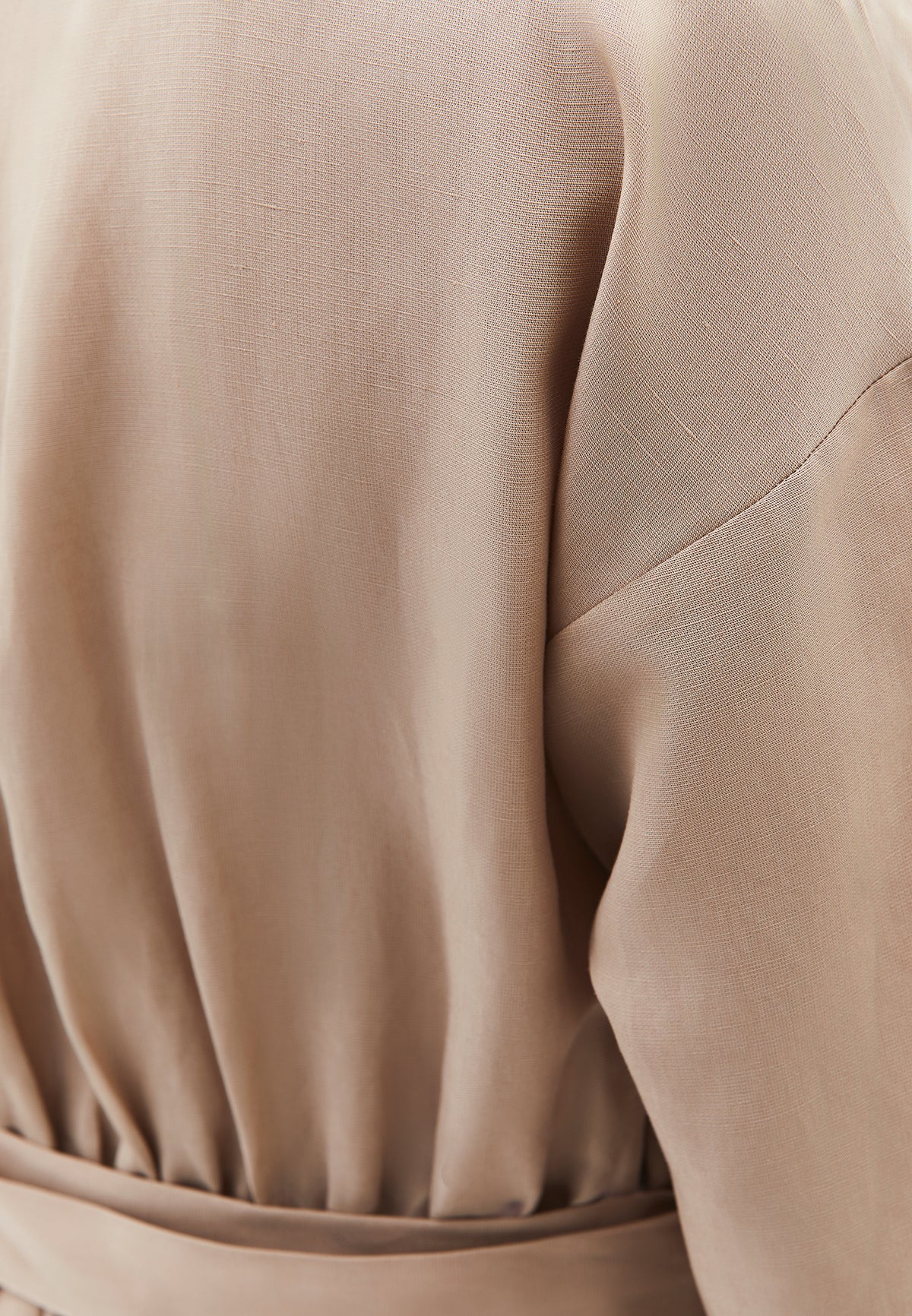 Long Dress With Belt Detail - Beige