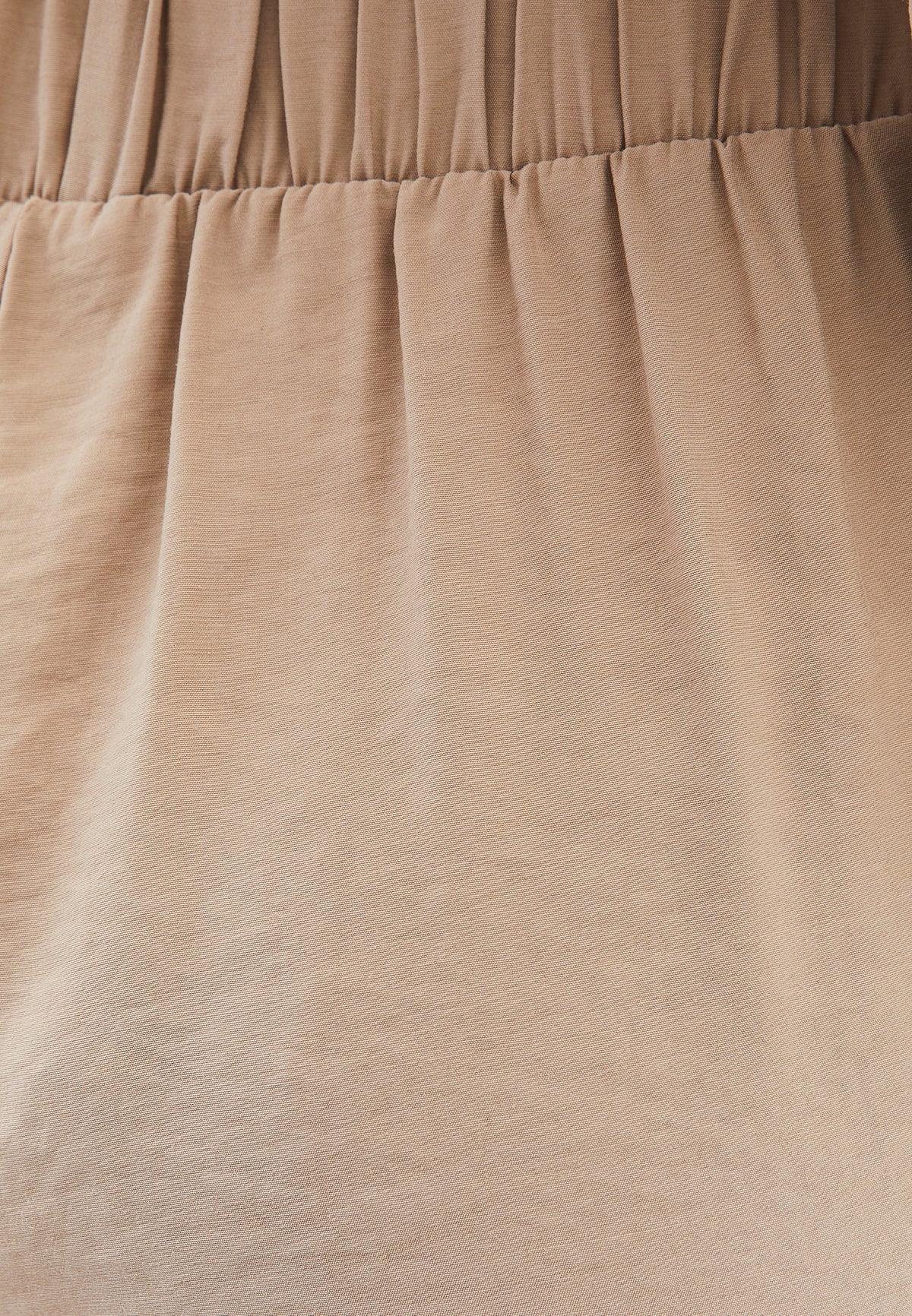High Waist Elastic Pants - Beige