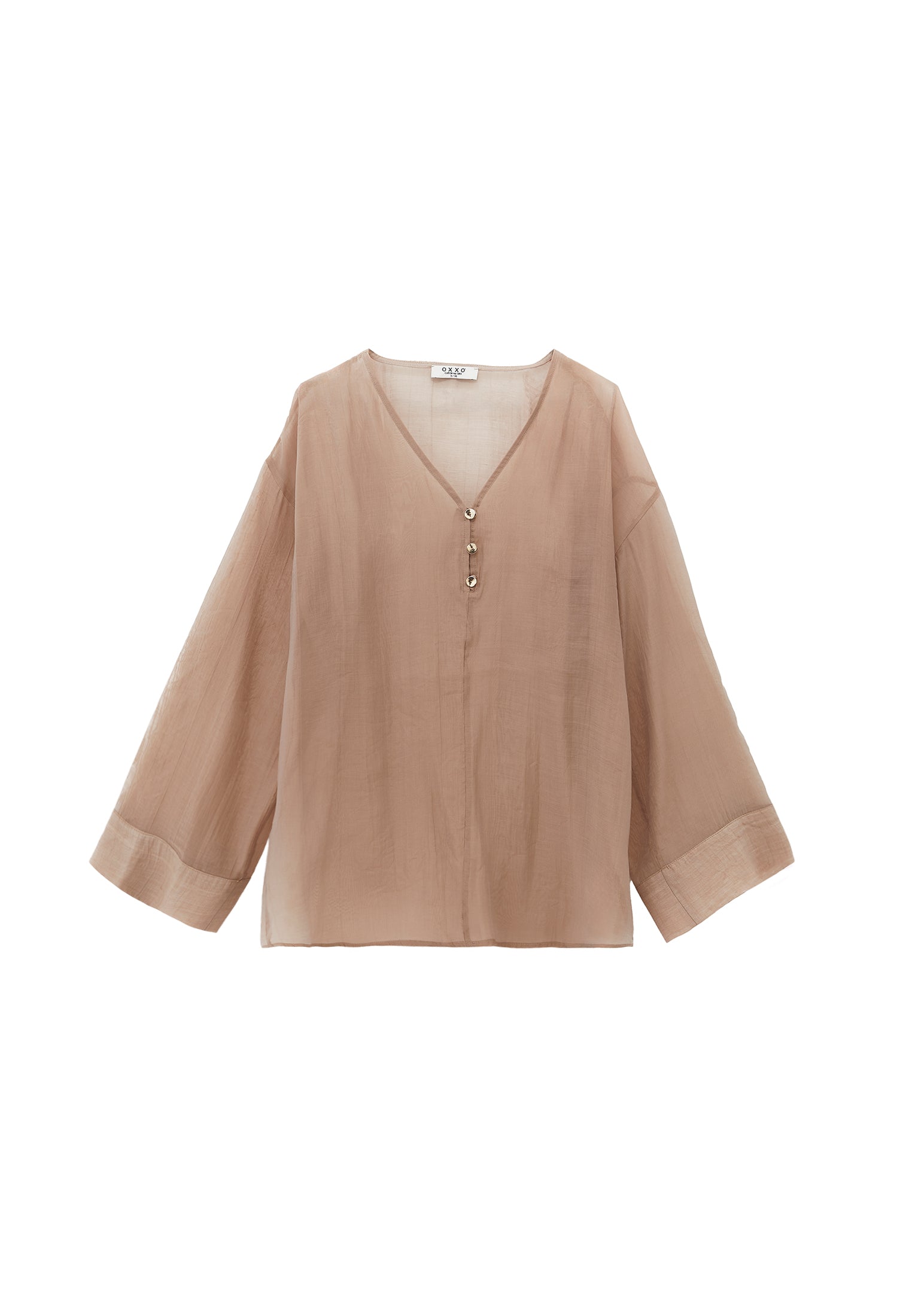 Button detailed tunic blouse - SAVANNAH TAN