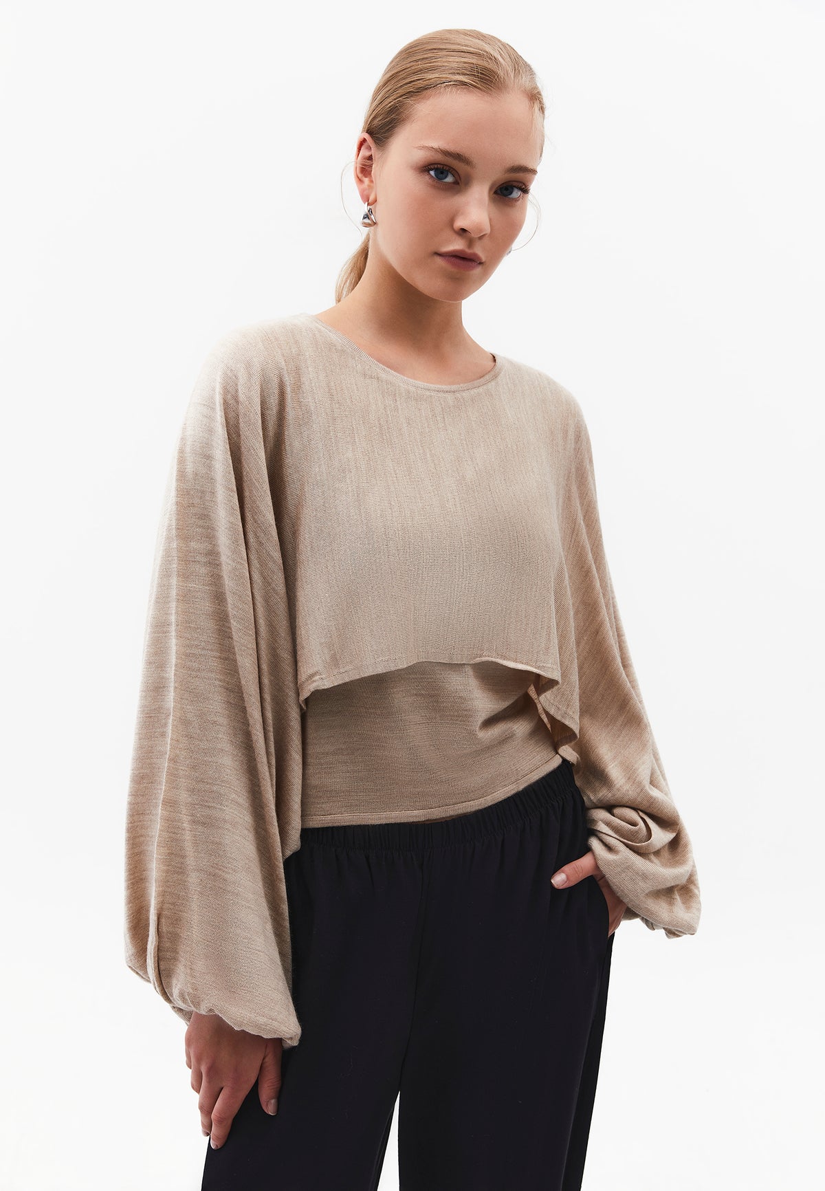 Balloon Sleeve Sweater - SILVER BIRCH
