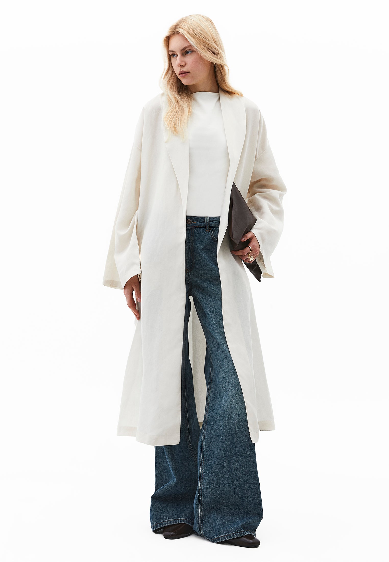 Kimono Tunic With Slit Detail - SILVER BIRCH