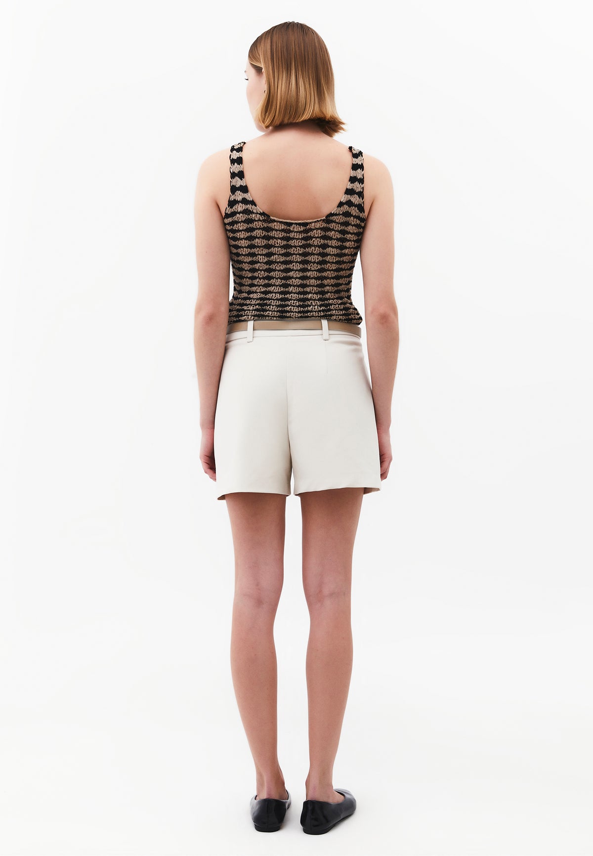High Waist Shorts With Pockets - SILVER BIRCH