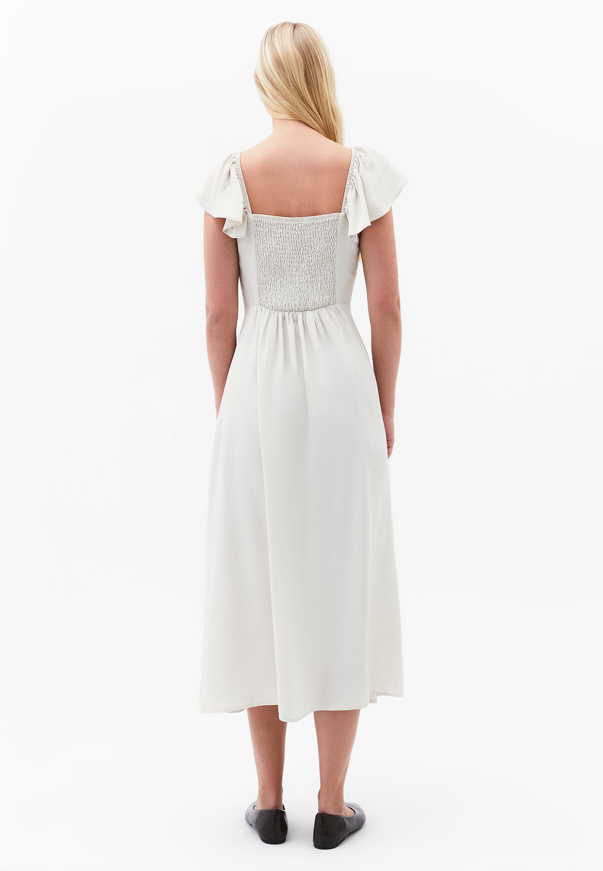 Sweetheart Neckline Midi Dress - SILVER BIRCH