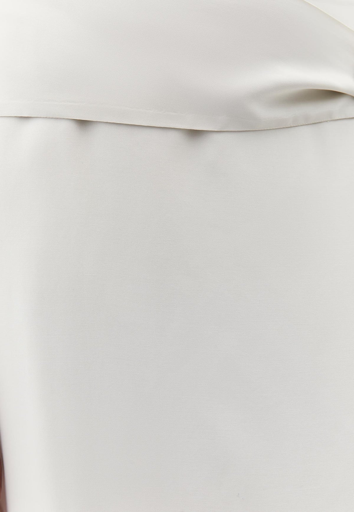 Buckle Detail High Waist Midi Skirt - Cream