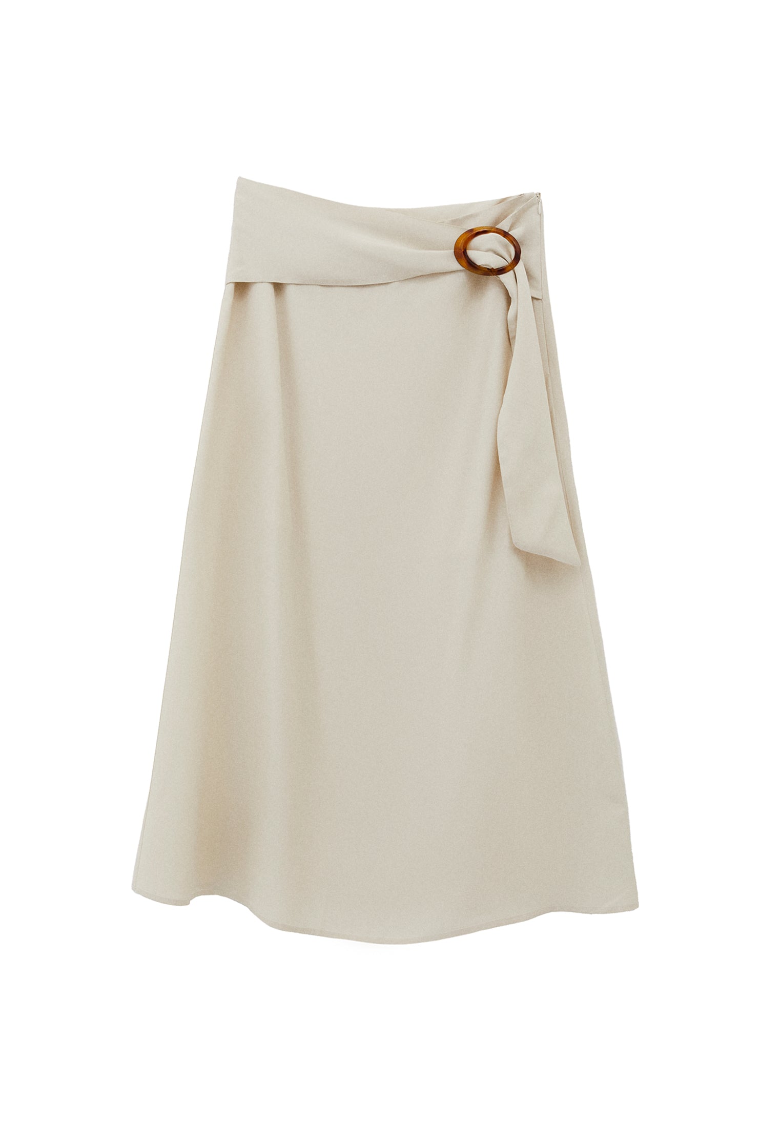 Buckled Viscose Midi Skirt - SILVER BIRCH