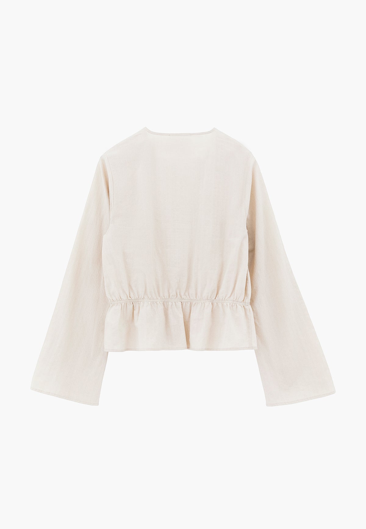 Slim Fit Blouse With Mandarin Collar And Long Sleeves - Cream