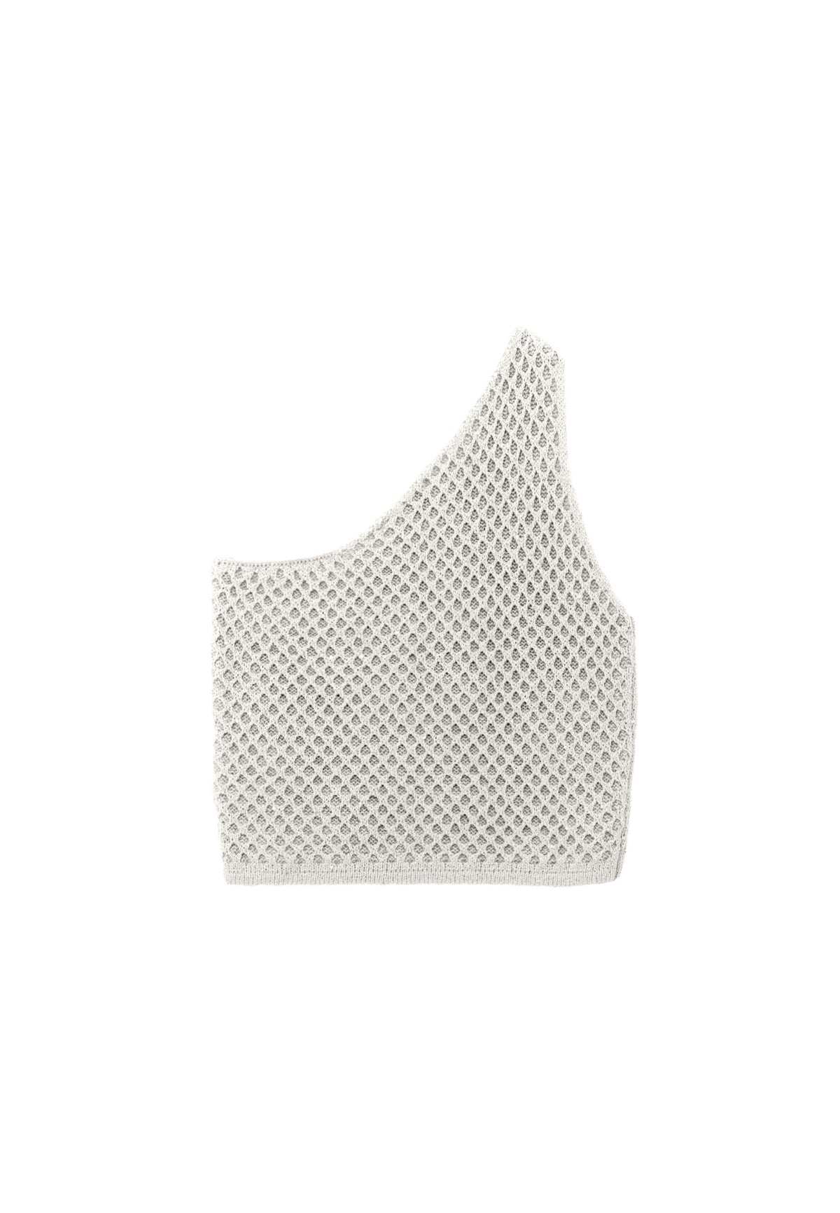 One Shoulder Ajour Tank - SILVER BIRCH